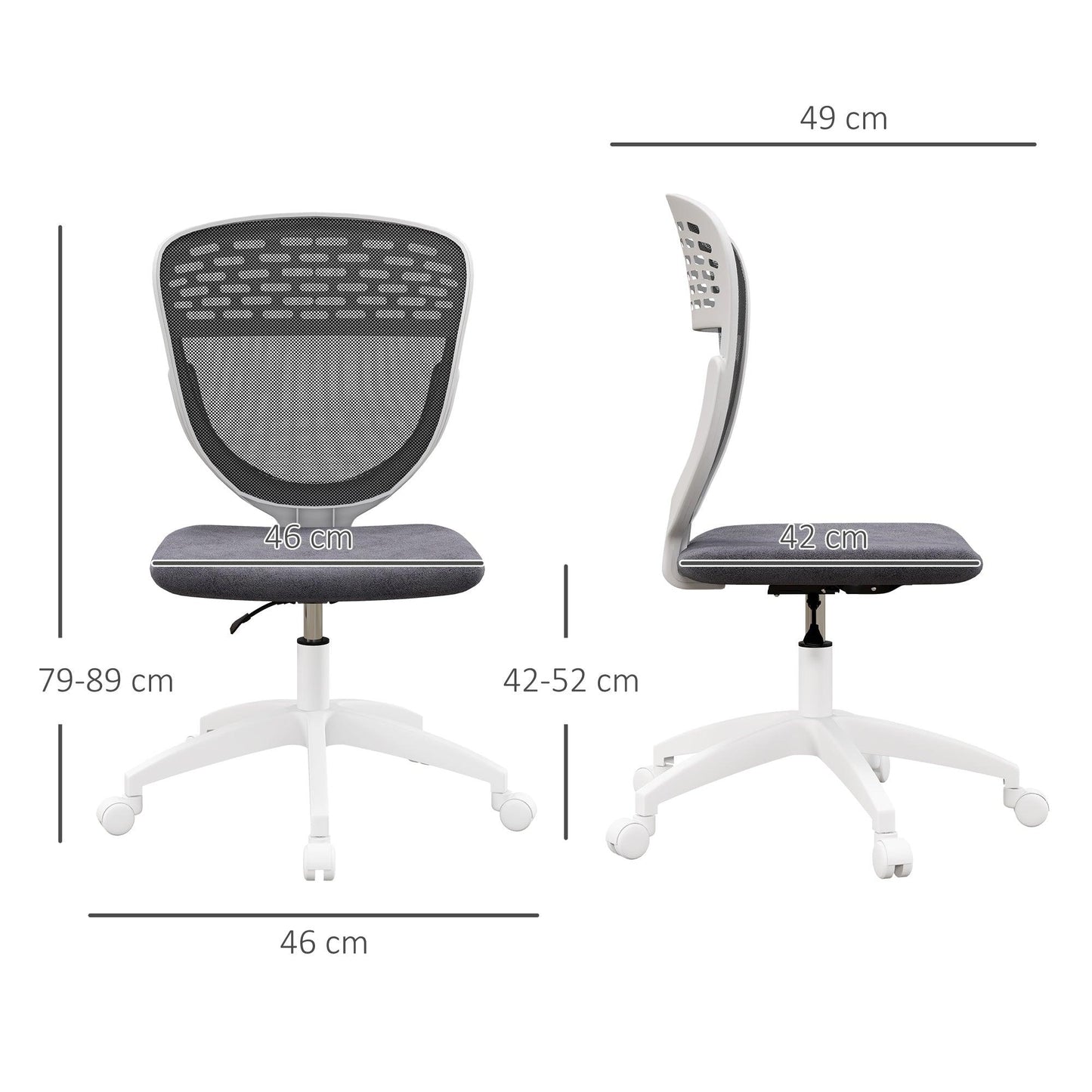 Vinsetto Grey Office Chair, Height Adjustable, Swivel Wheels - ALL4U RETAILER LTD