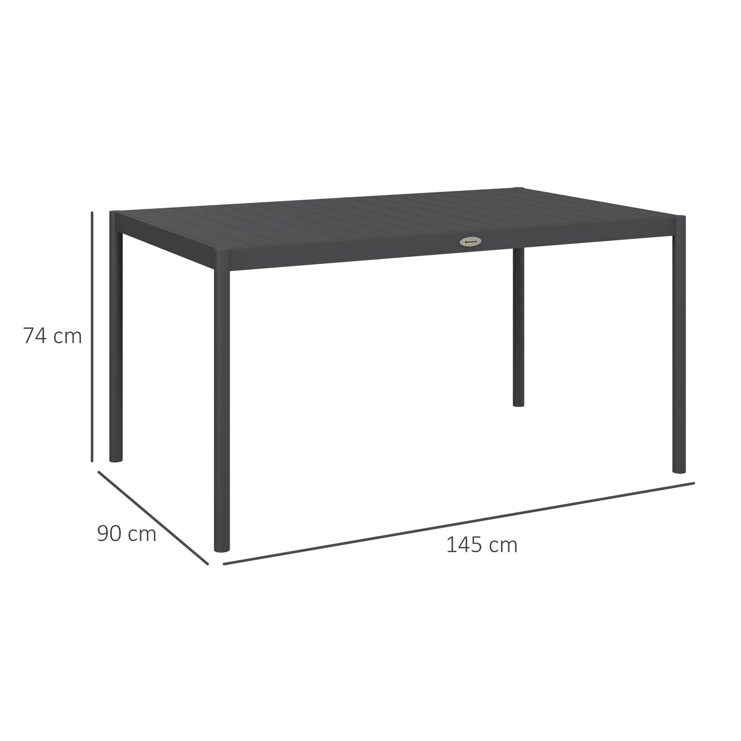 Outsunny Durable Six-Seater Outdoor Dining Table - Weather-Resistant Aluminium Garden Furniture - ALL4U RETAILER LTD