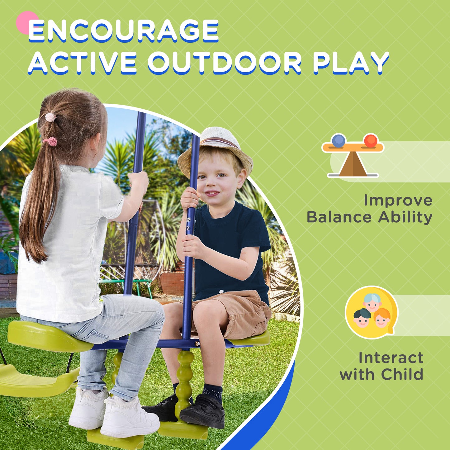 Outsunny 6-in-1 Outdoor Playset for Kids: Swing, Climbing Frame, Glider, Trapeze Bar, and Basketball Hoop - ALL4U RETAILER LTD