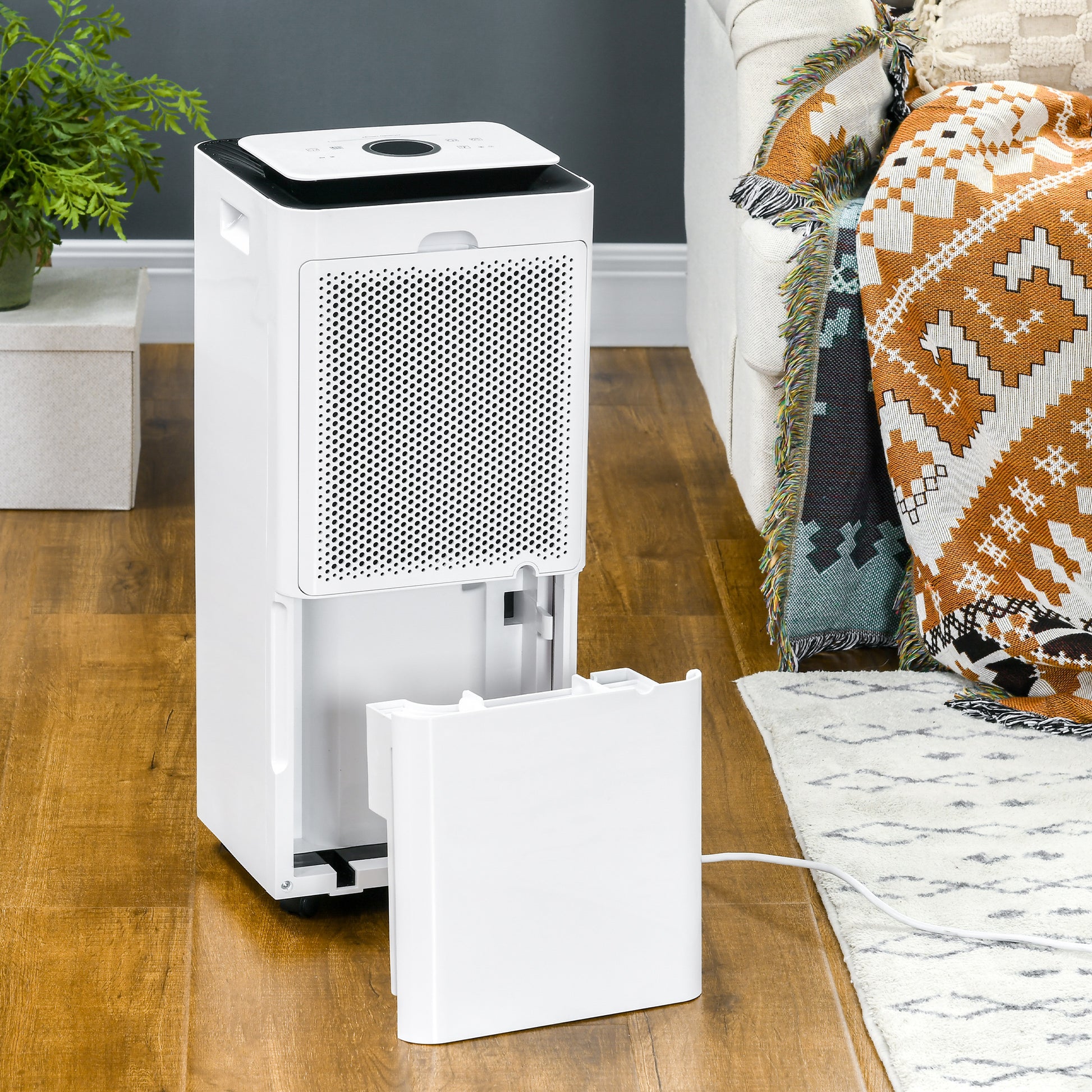 HOMCOM 16L/Day Compact Dehumidifier with Air Purifier, 5 Functional Modes, 24-Hour Timer, Quiet Operation, Ideal for Home Use, White - ALL4U RETAILER LTD