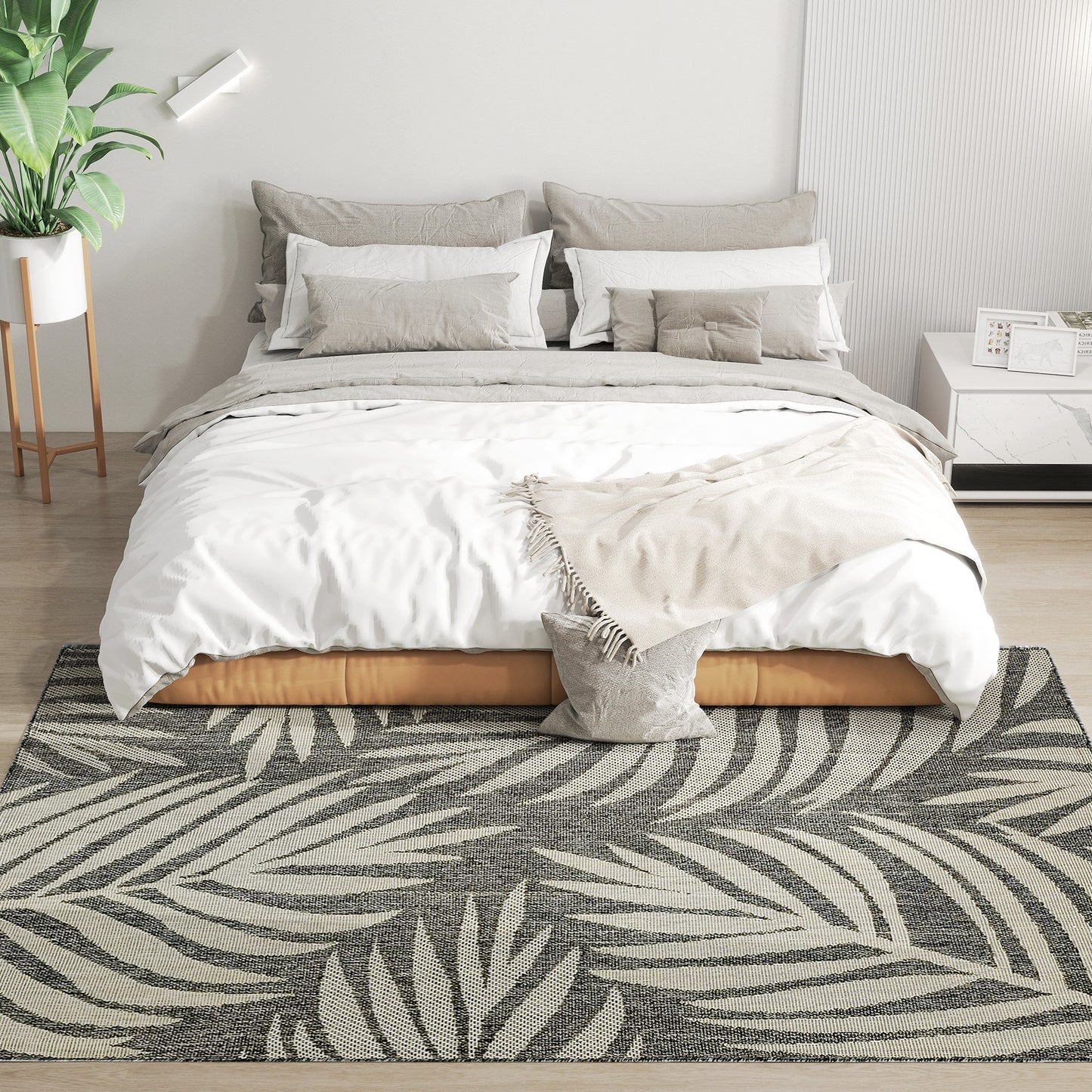 HOMCOM UV Resistant Indoor Outdoor Area Rug 230x160 cm Grey Easy Clean Machine Washable for Patio Garden