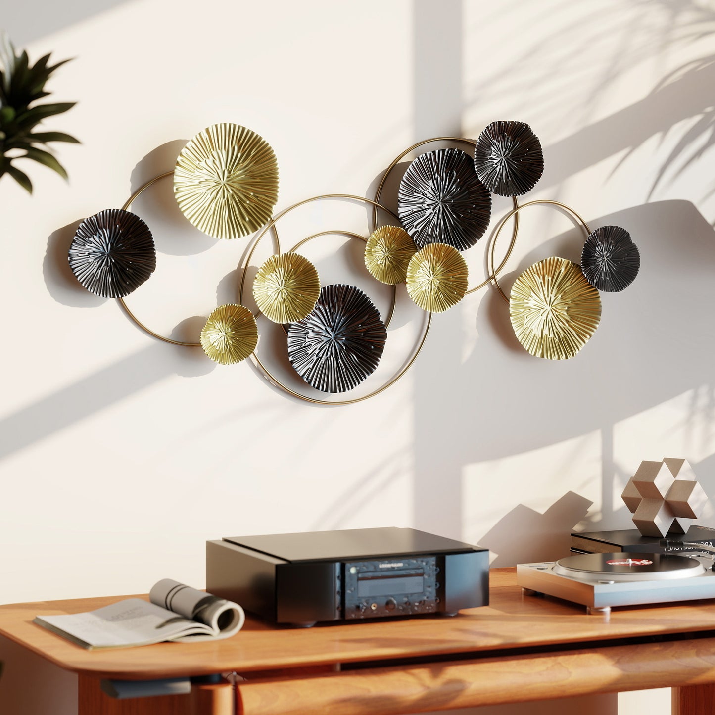HOMCOM Metal Wall Art Modern Hanging Wall Decor With Multi Disc Design For Living Room Ready To Hang