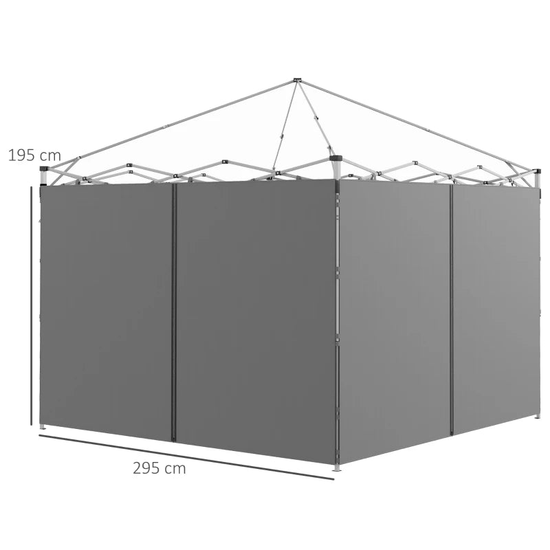 Outsunny Gazebo Side Panels - 2 Pack Replacement Sides for 3x3m or 3x6m Pop-Up Gazebo with Zipped Doors - Light Grey - ALL4U RETAILER LTD