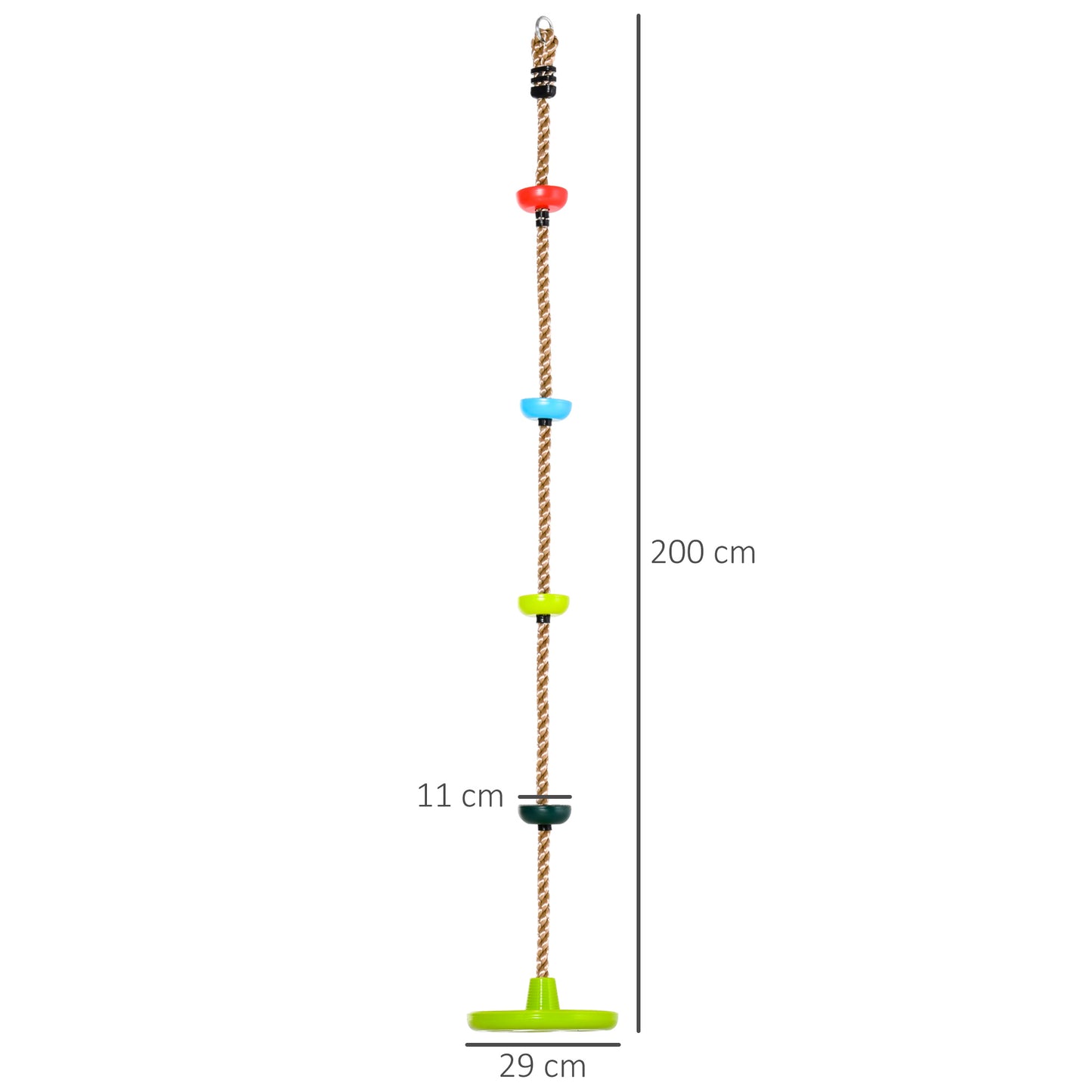 HOMCOM Multicolour Outdoor Climbing Rope and Disc Swing Set for Kids - Fun Backyard Playground Equipment - ALL4U RETAILER LTD