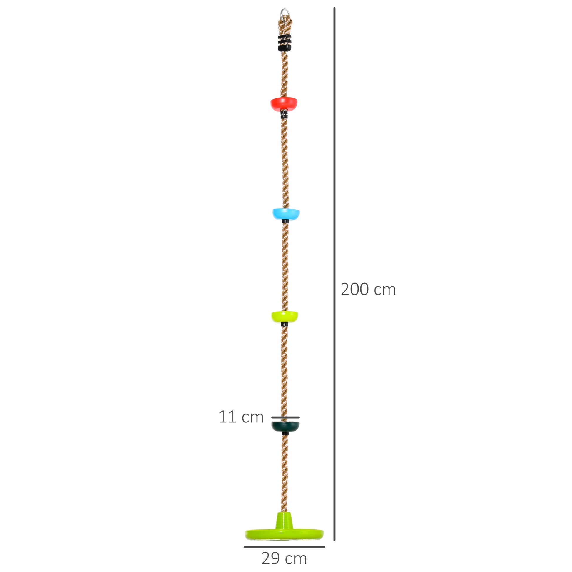 HOMCOM Multicolour Outdoor Climbing Rope and Disc Swing Set for Kids - Fun Backyard Playground Equipment - ALL4U RETAILER LTD