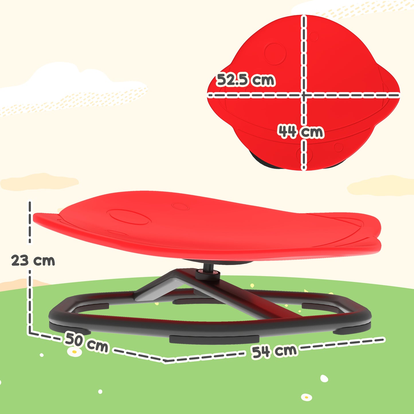 Aiyaplay Planet Shaped Kids Swivel Chair for Sensory Spinning Balance and Coordination Training Red