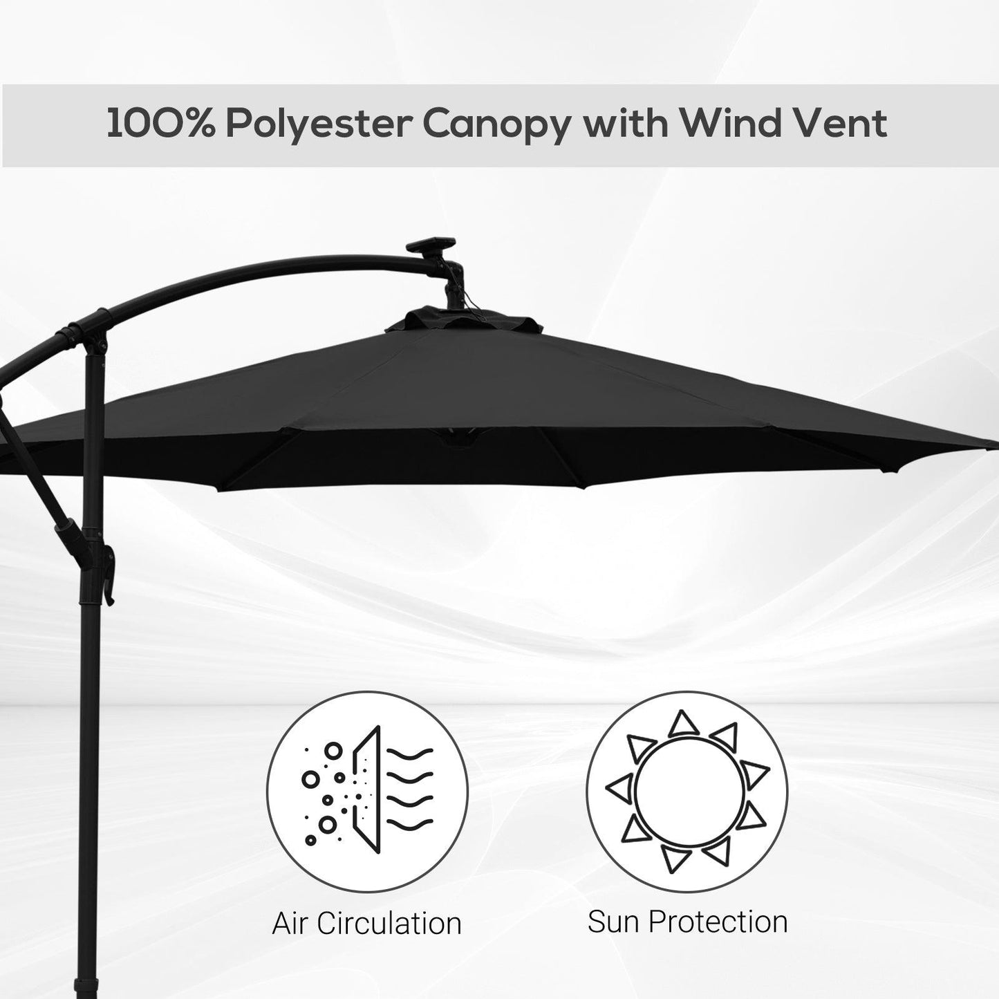 Outsunny 3m LED Cantilever Umbrella with Solar Lights - ALL4U RETAILER LTD