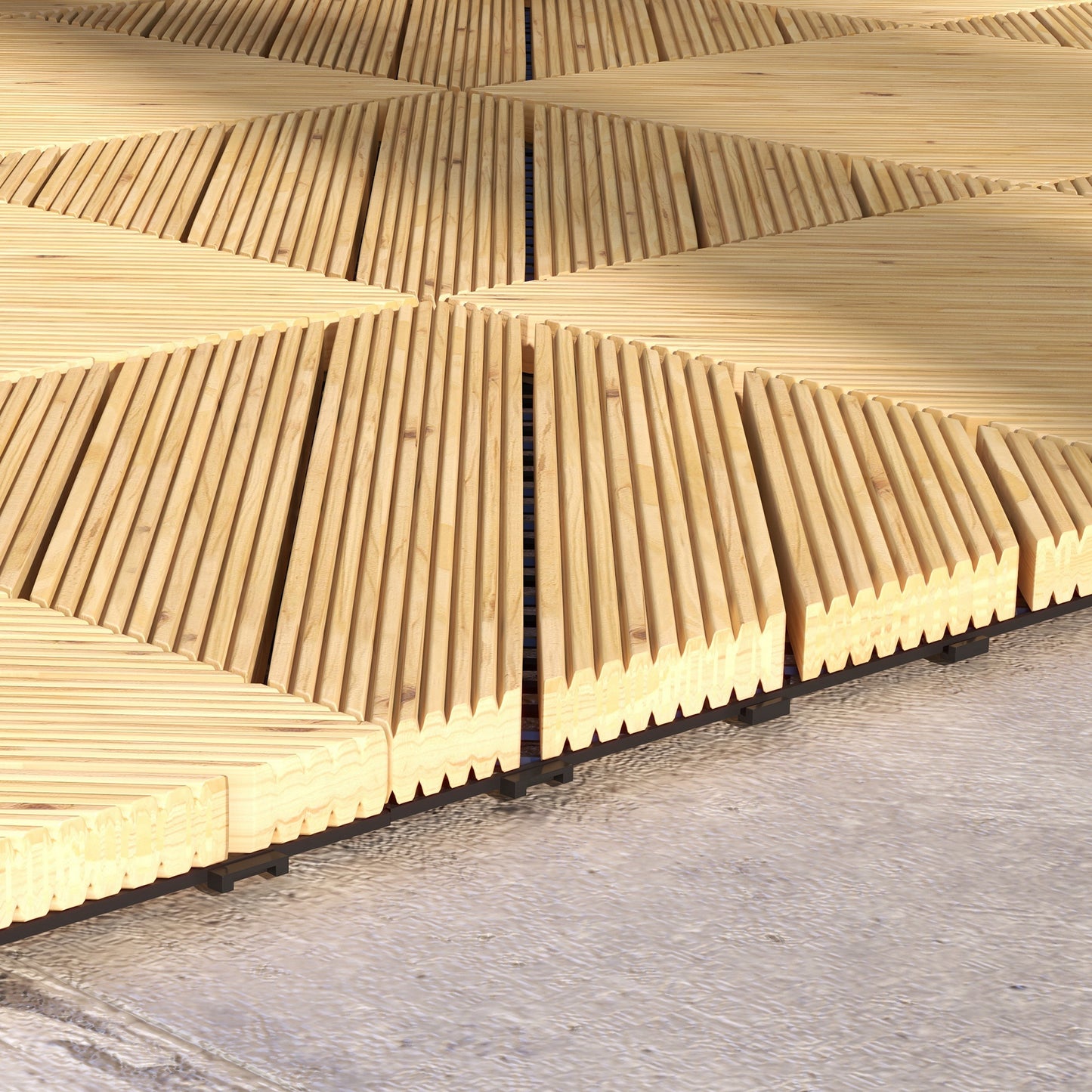 Outsunny 9-Piece Interlocking Wooden Deck Tiles for Outdoor Spaces - Yellow - ALL4U RETAILER LTD