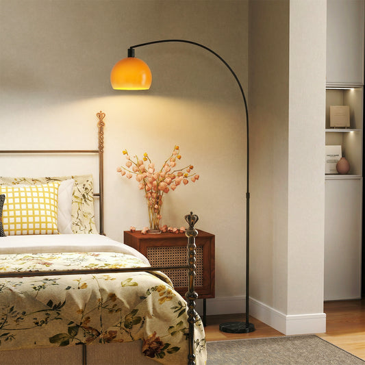 HOMCOM Modern Floor Lamp for Living Room Bedroom and Office with Shade and Foot Switch Marble Base Black