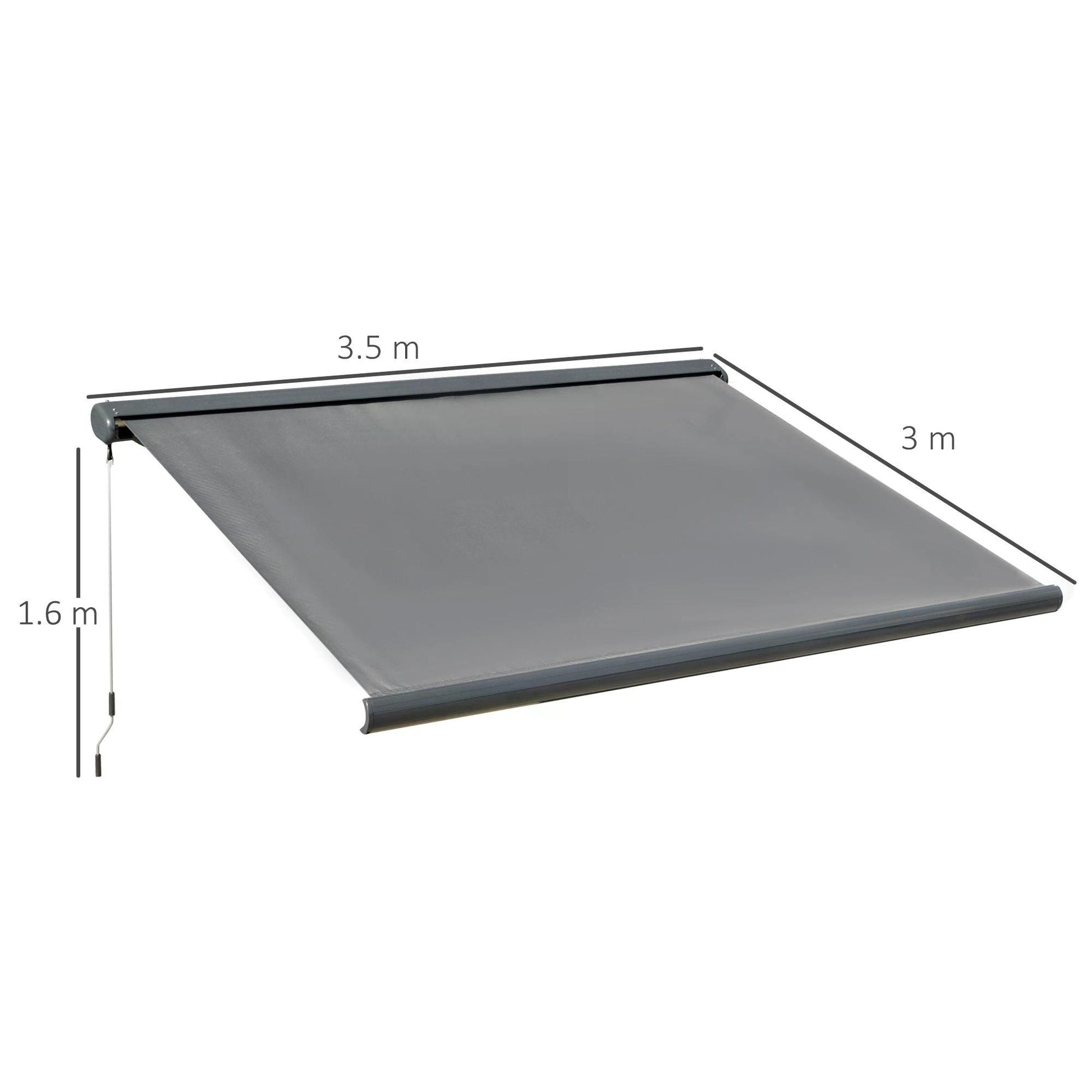 Outsunny 350x300cm Grey Motorised Awning with Remote Control - ALL4U RETAILER LTD