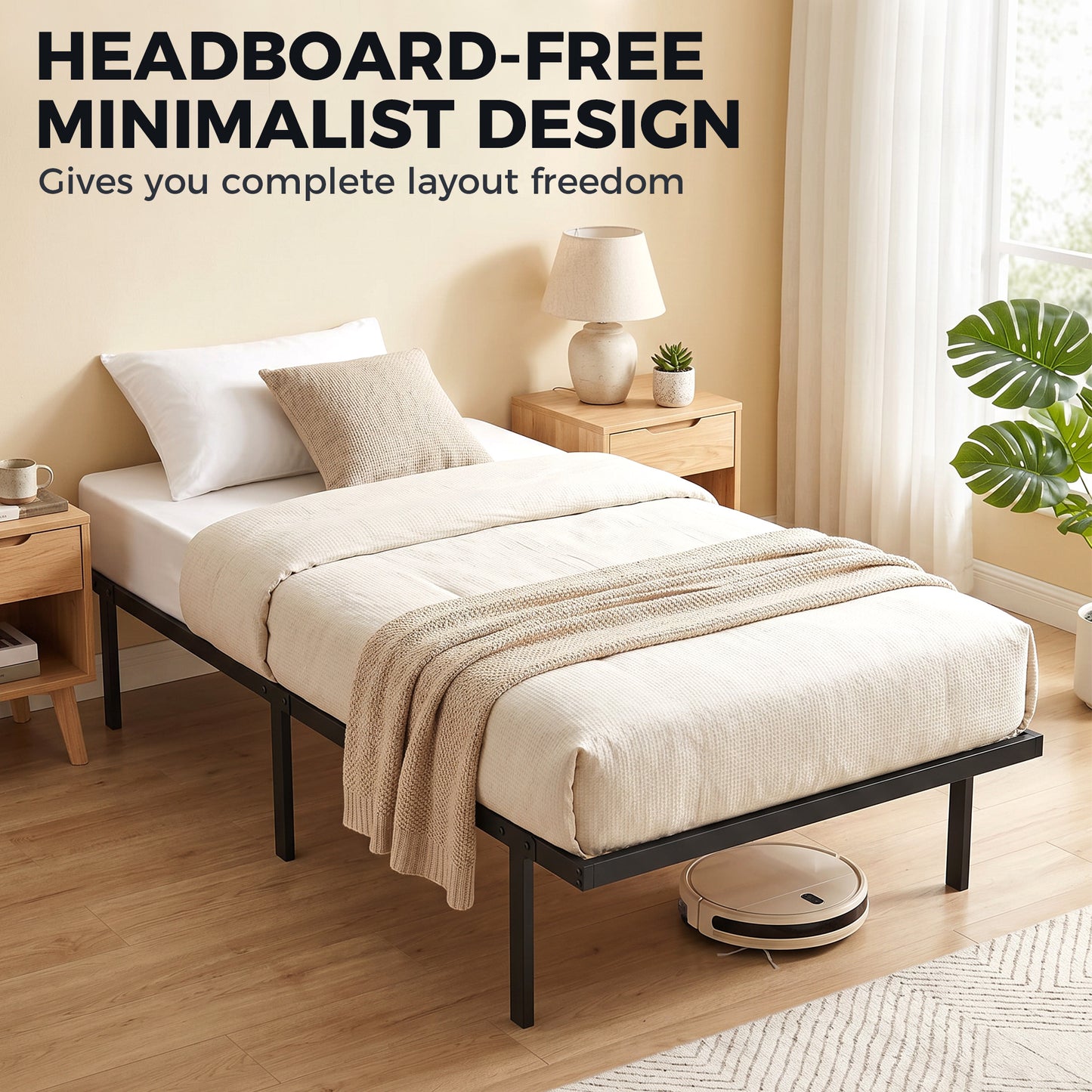 HOMCOM 3ft Single Bed Frame With Underbed Storage And Steel Slat Support No Box Spring Needed