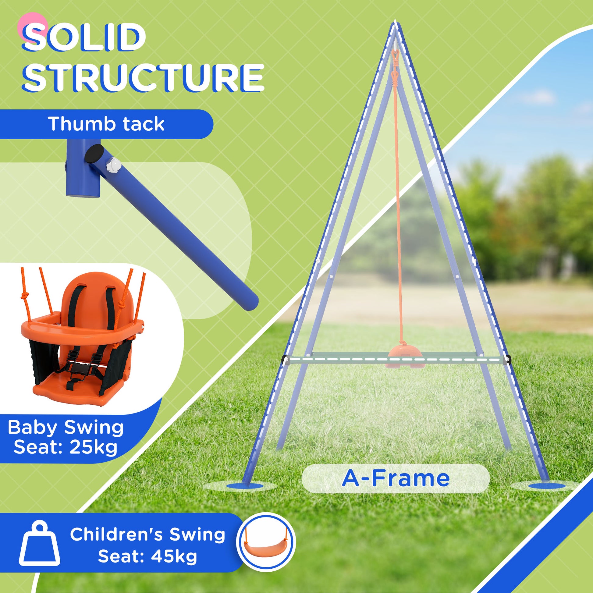 Outsunny 2-in-1 Toddler and Kids Swing Set with Cozy Seat & Safety Strap, Bright Orange Design - ALL4U RETAILER LTD