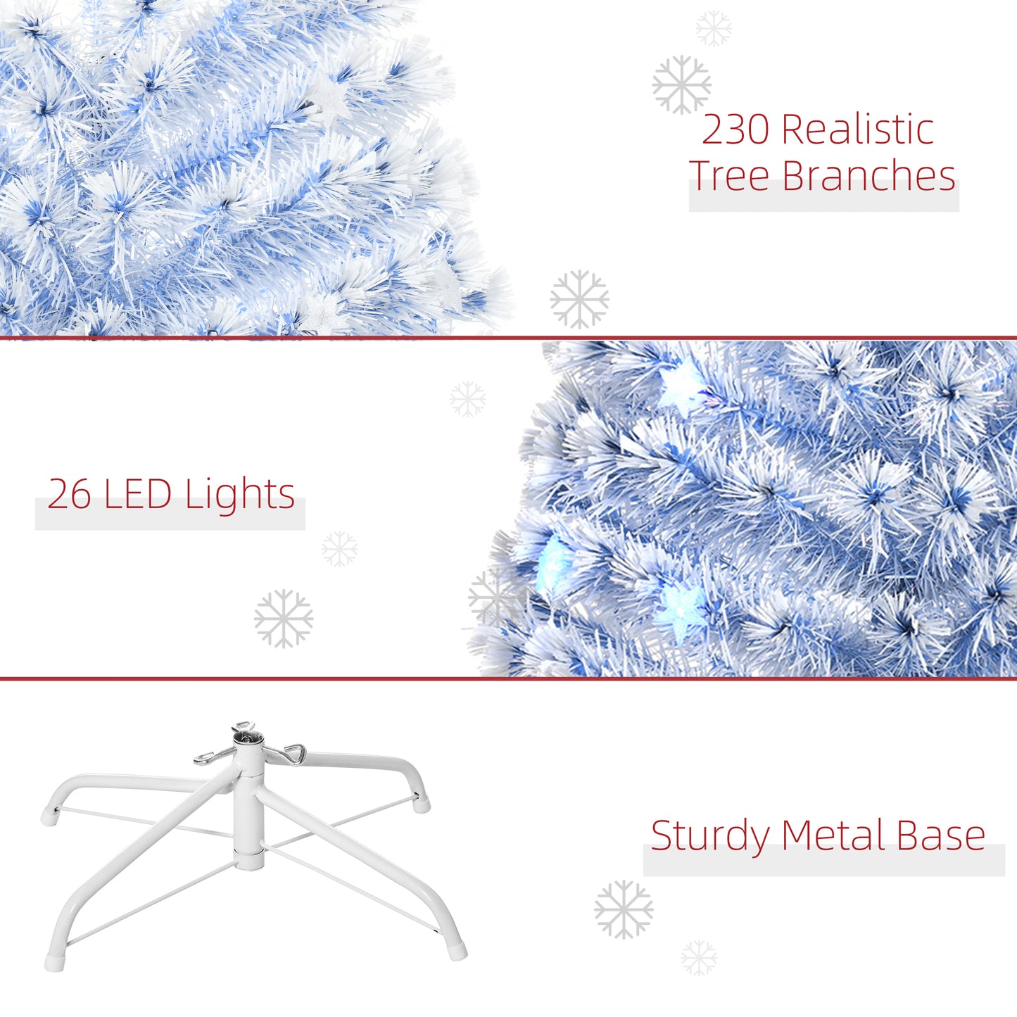 HOMCOM Pre-Lit 6FT White and Blue Fiber Optic Christmas Tree with 26 LED Lights - ALL4U RETAILER LTD