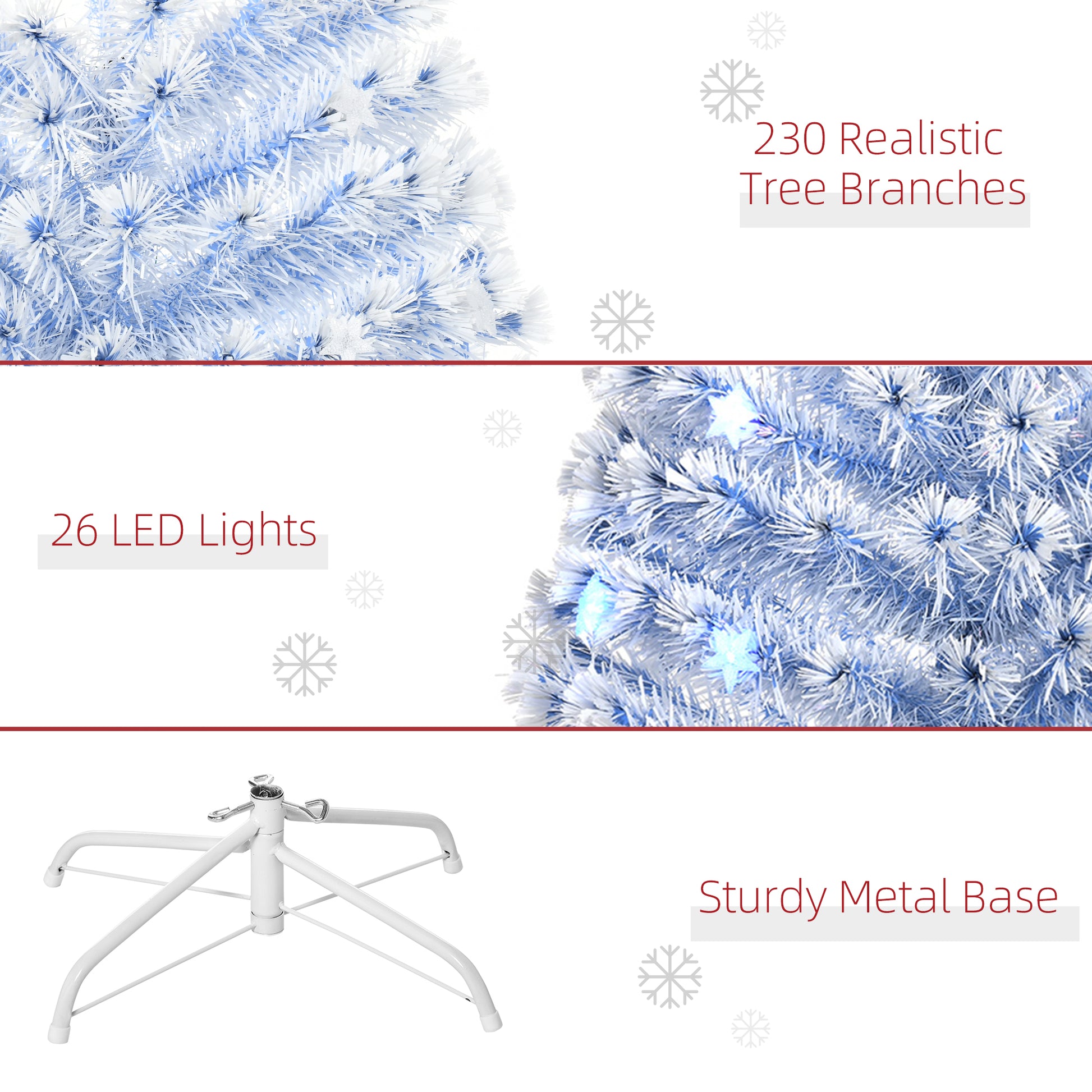 HOMCOM Pre-Lit 6FT White and Blue Fiber Optic Christmas Tree with 26 LED Lights - ALL4U RETAILER LTD