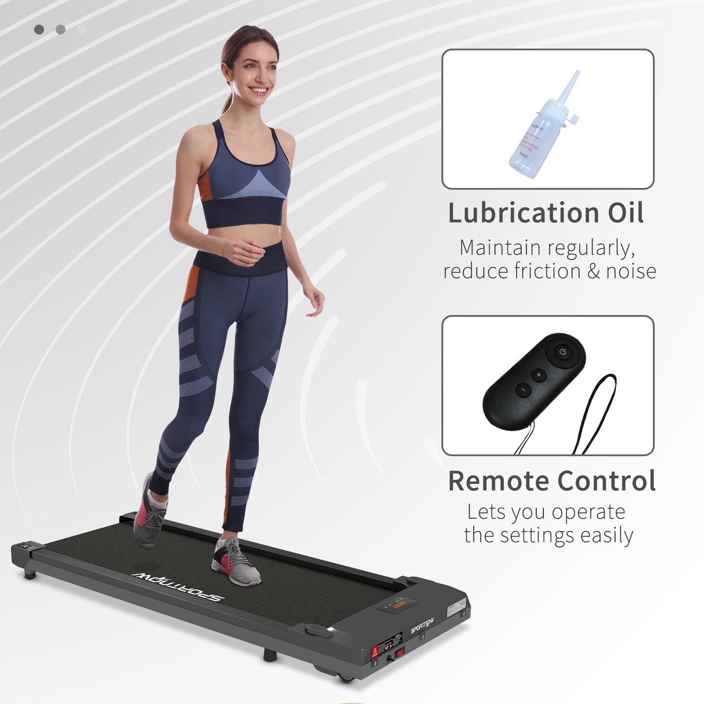 SPORTNOW Compact Under Desk Treadmill Walking Pad with Remote Control and LED Display for Home and Office Fitness - ALL4U RETAILER LTD