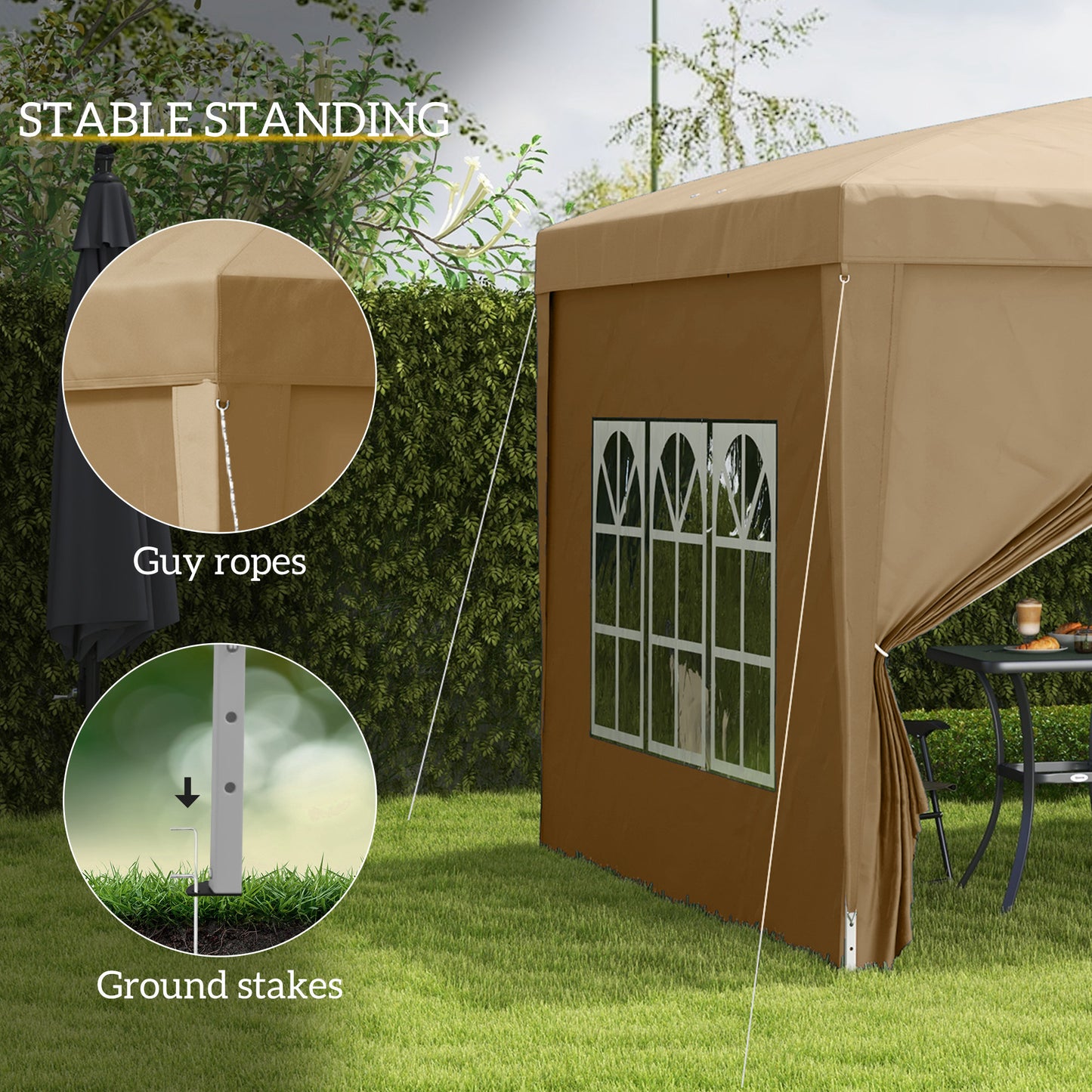 Outsunny 3x3m Pop Up Gazebo Khaki With Removable Walls Weather Resistant Canopy For Outdoor Events