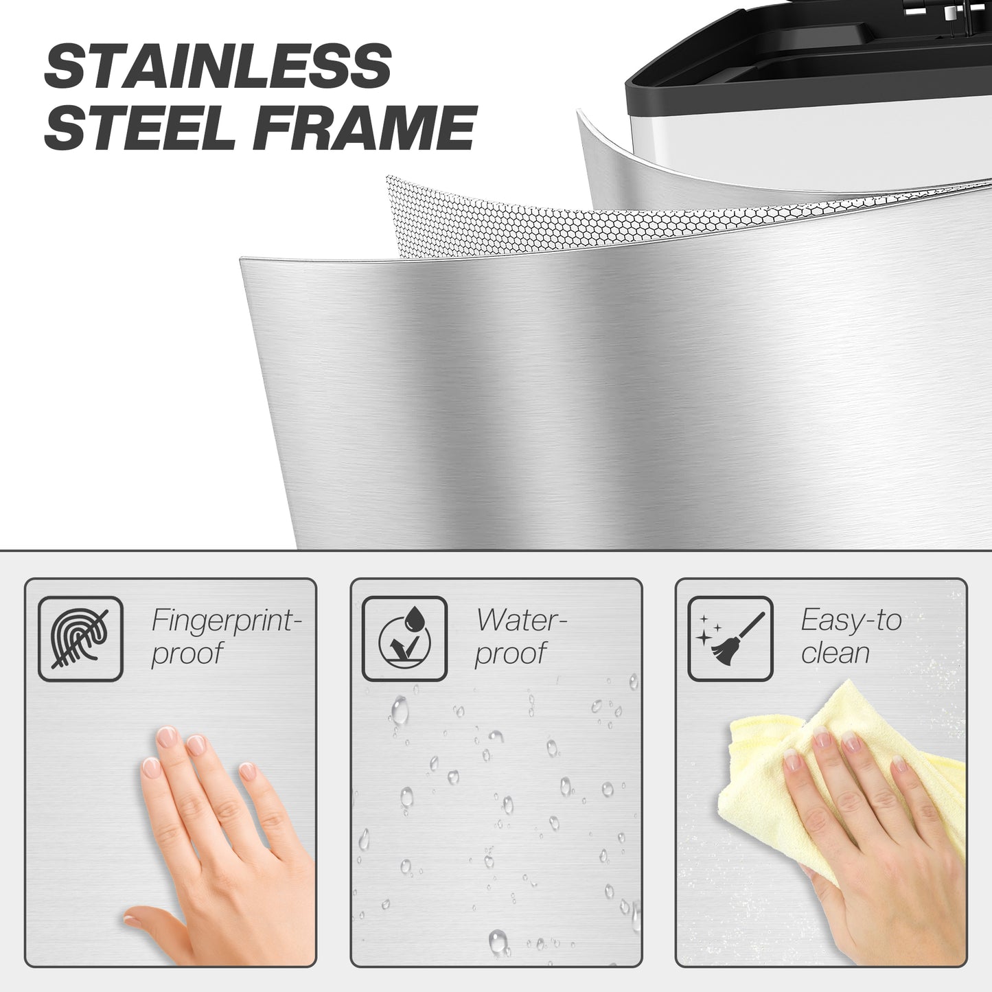 Homcom 40L Dual Compartment Stainless Steel Bin With Deodoriser Holders Silver Tone Kitchen Waste Bin
