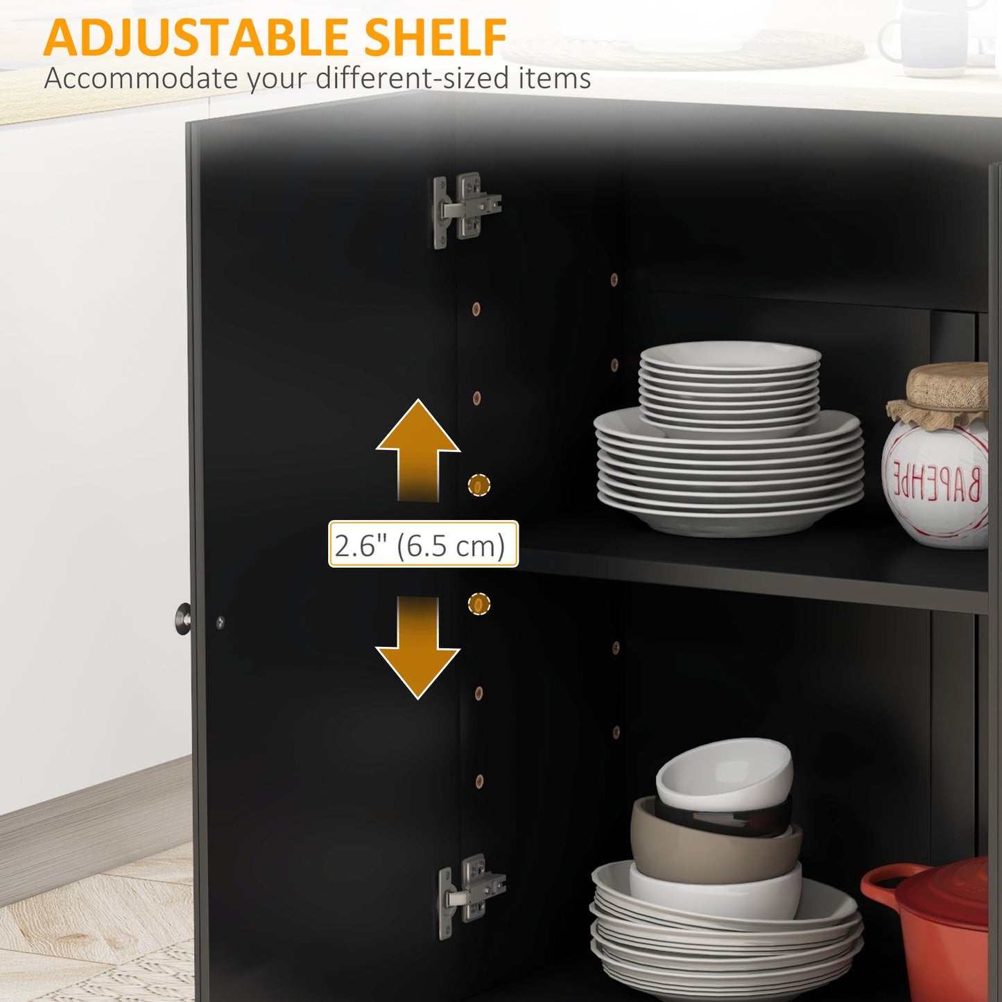 HOMCOM Kitchen Island On Wheels With Drop Leaf Black Rubberwood Top Rolling Storage Trolley Featuring 3 Drawers