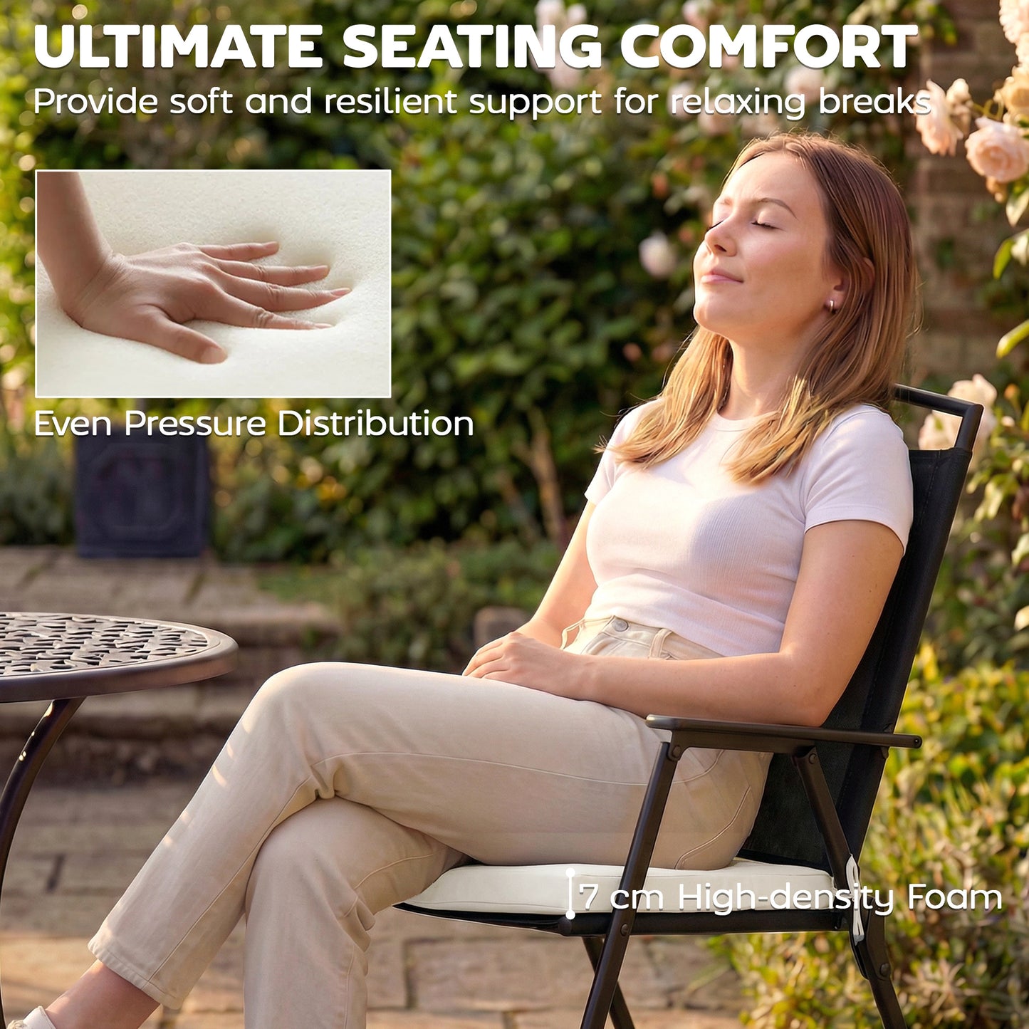 Outsunny Set Of 6 Outdoor Seat Cushions With Machine Washable Cover Water Repellent Cream White