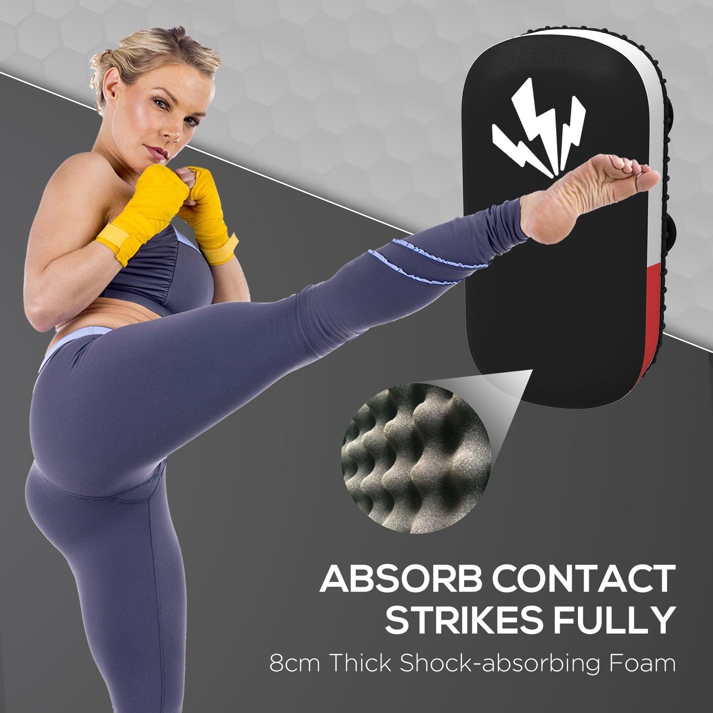 SPORTNOW Thick Kick Shield, Kicking Boxing Pad Arm Pad, Muay Thai, Karate, Taekwondo, Kickboxing Training Equipment - ALL4U RETAILER LTD