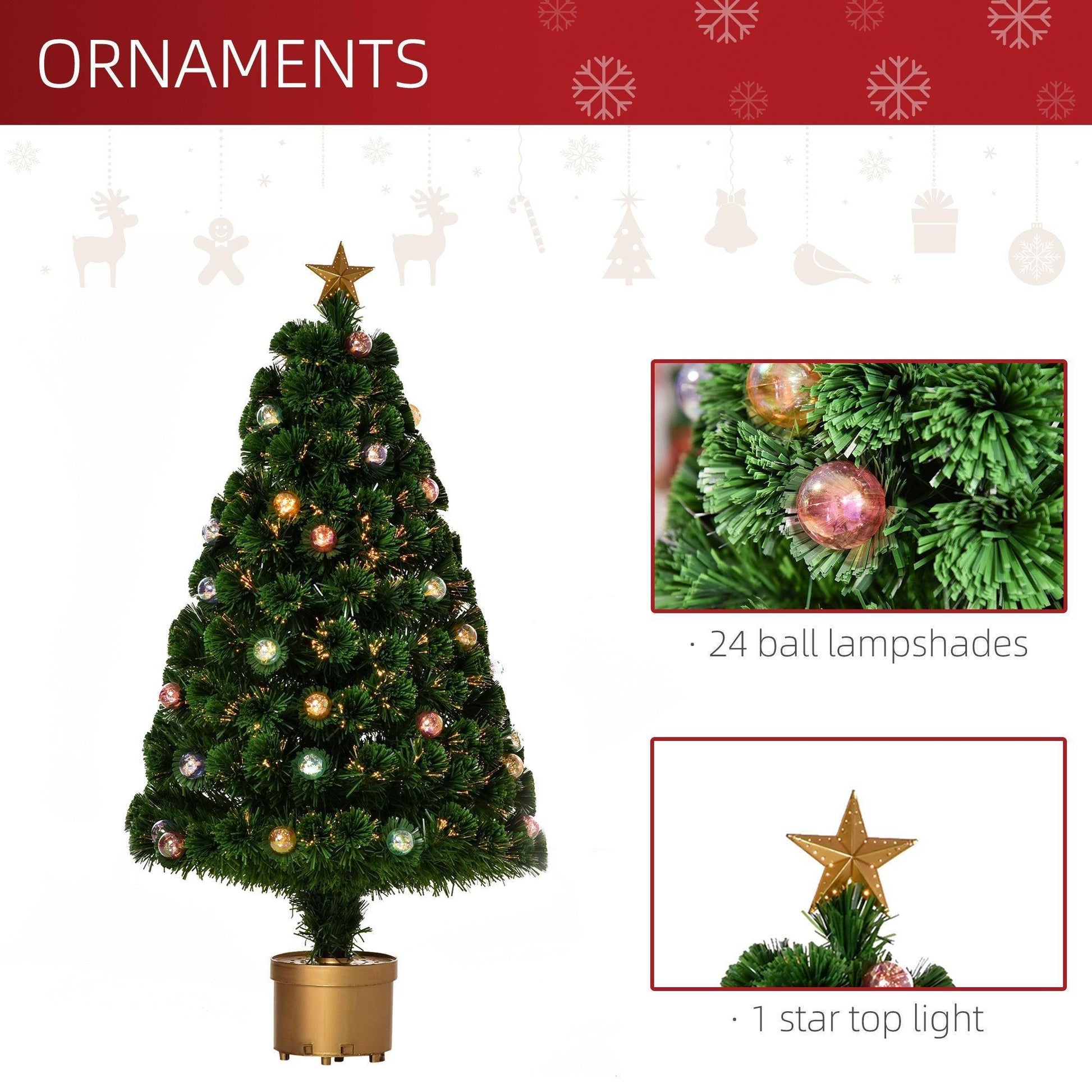 HOMCOM 3FT Pre-lit Christmas Tree: Easy Indoor Xmas Decor - ALL4U RETAILER LTD
