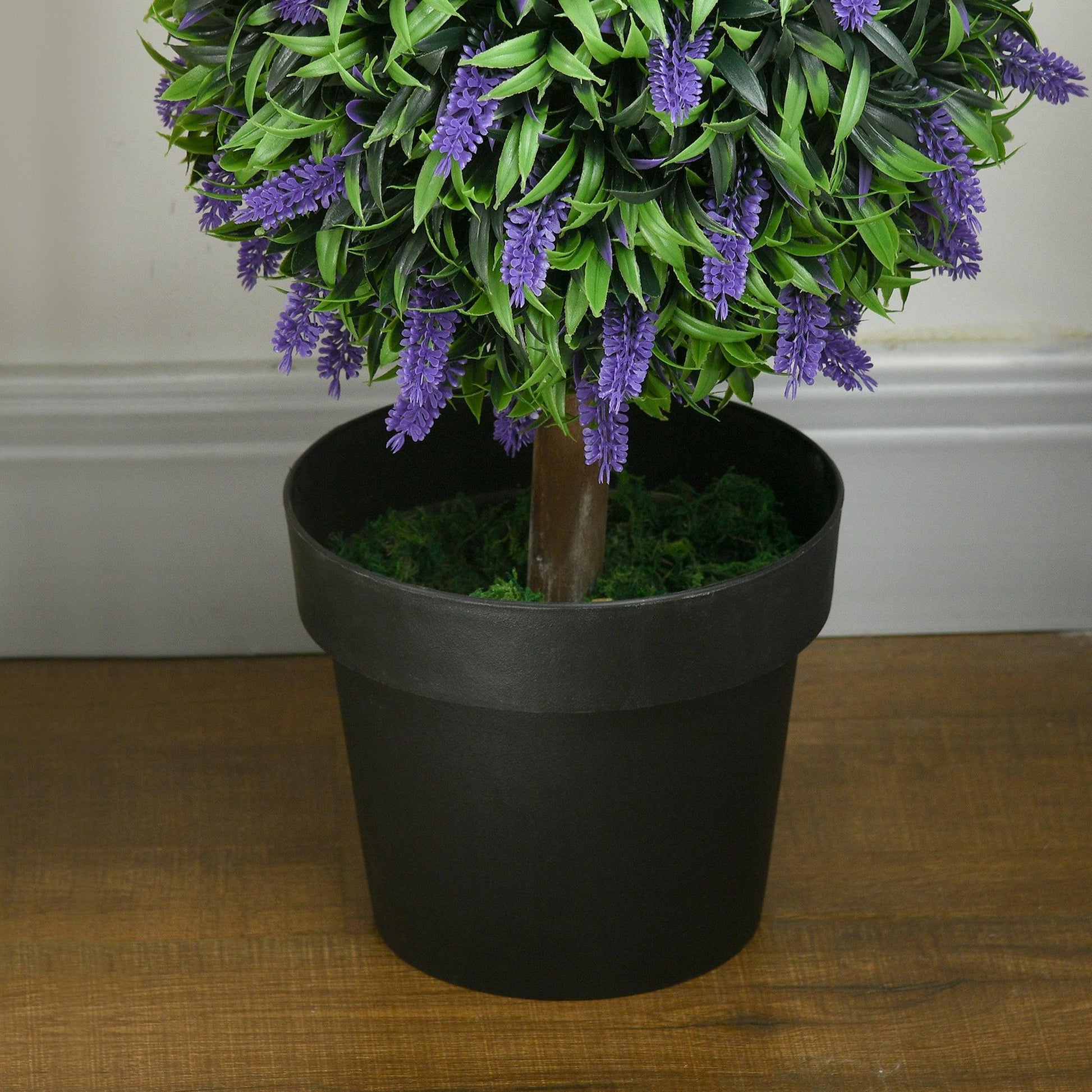 HOMCOM Set of 2 Potted Artificial Plants Ball Tree with Lavender Flowers, 110cm - ALL4U RETAILER LTD