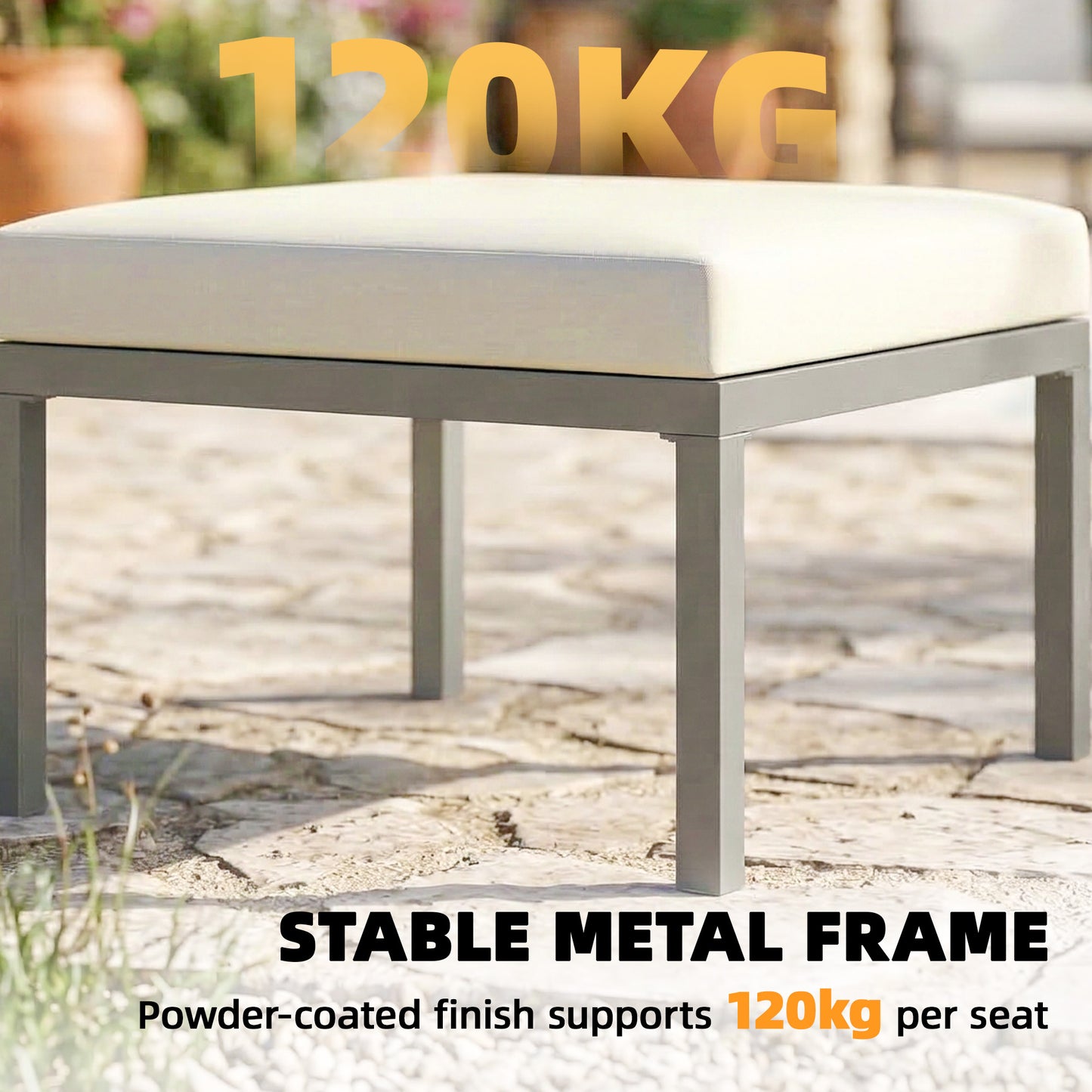 Outsunny 3 Piece Dining Set Outdoor Patio Furniture With 3 Seater Sofa Footstool Coffee Table Cushions