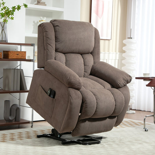 HOMCOM Electric Recliner Lift Chair With Eight Massage Points And Lumbar Heat, USB Port, Light Brown