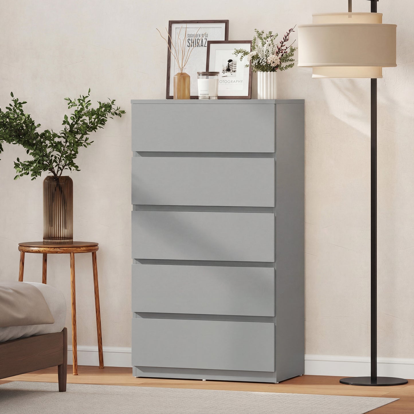 Homcom 5 Drawer Chest Modern Dresser Storage Cabinet for Bedroom Organization Solution