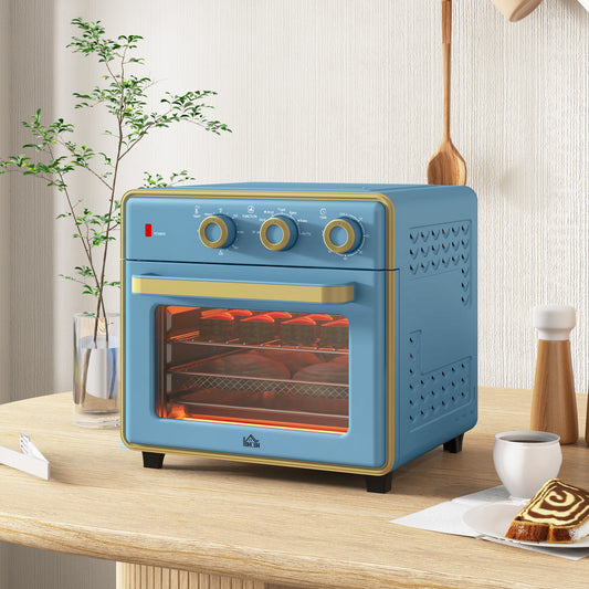 HOMCOM Retro 20L Mini Electric Oven with 7 Functions - Blue - ALL4U RETAILER LTD