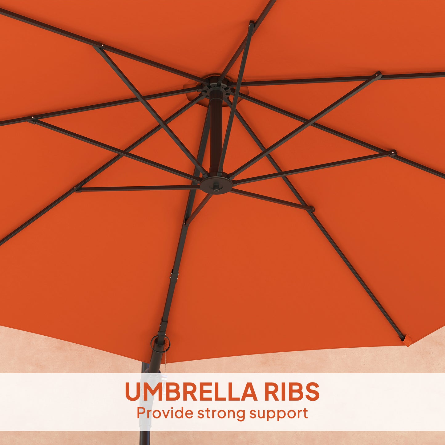 Outsunny 3M Wall Mounted Parasol Shade With Handle Orange Outdoor Garden Patio Canopy