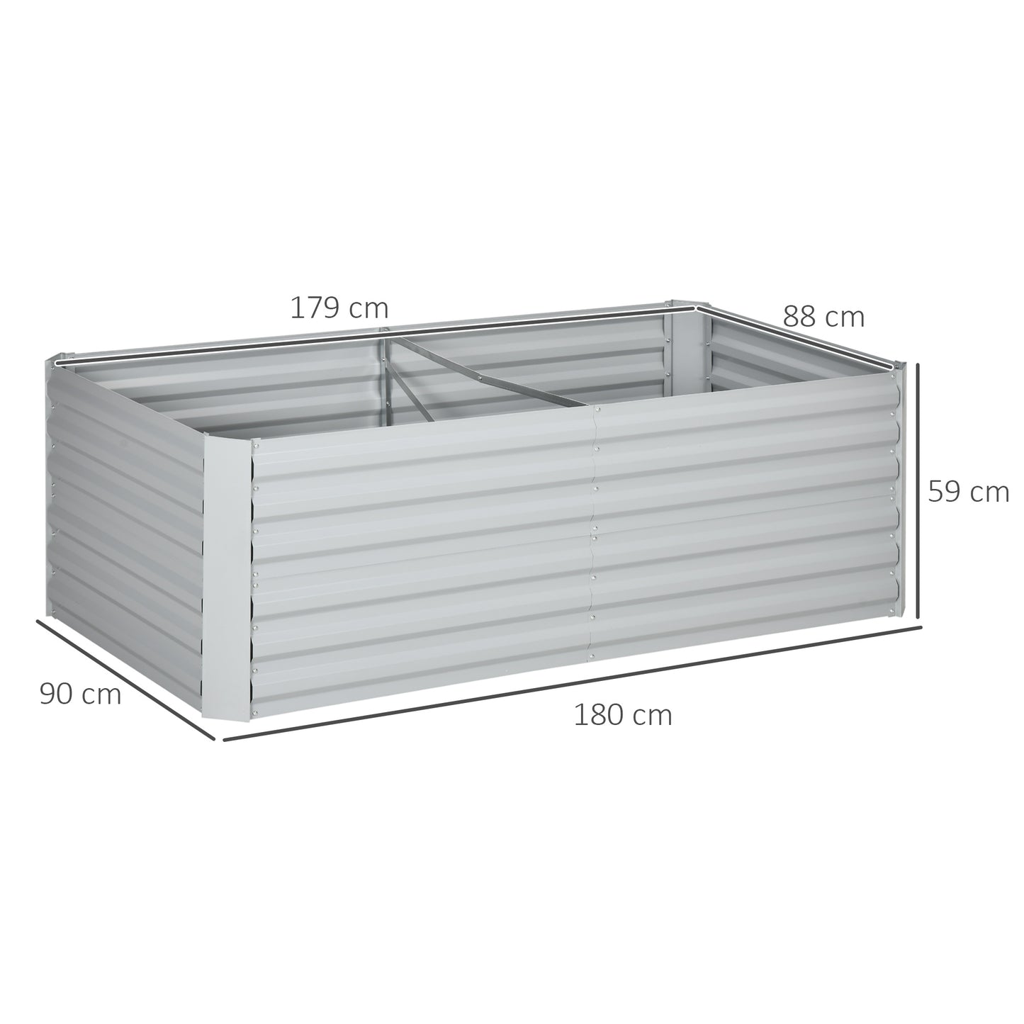 Outsunny Set of 2 Galvanised Steel Raised Garden Beds - Outdoor Planting Planters, 180 x 90cm - ALL4U RETAILER LTD