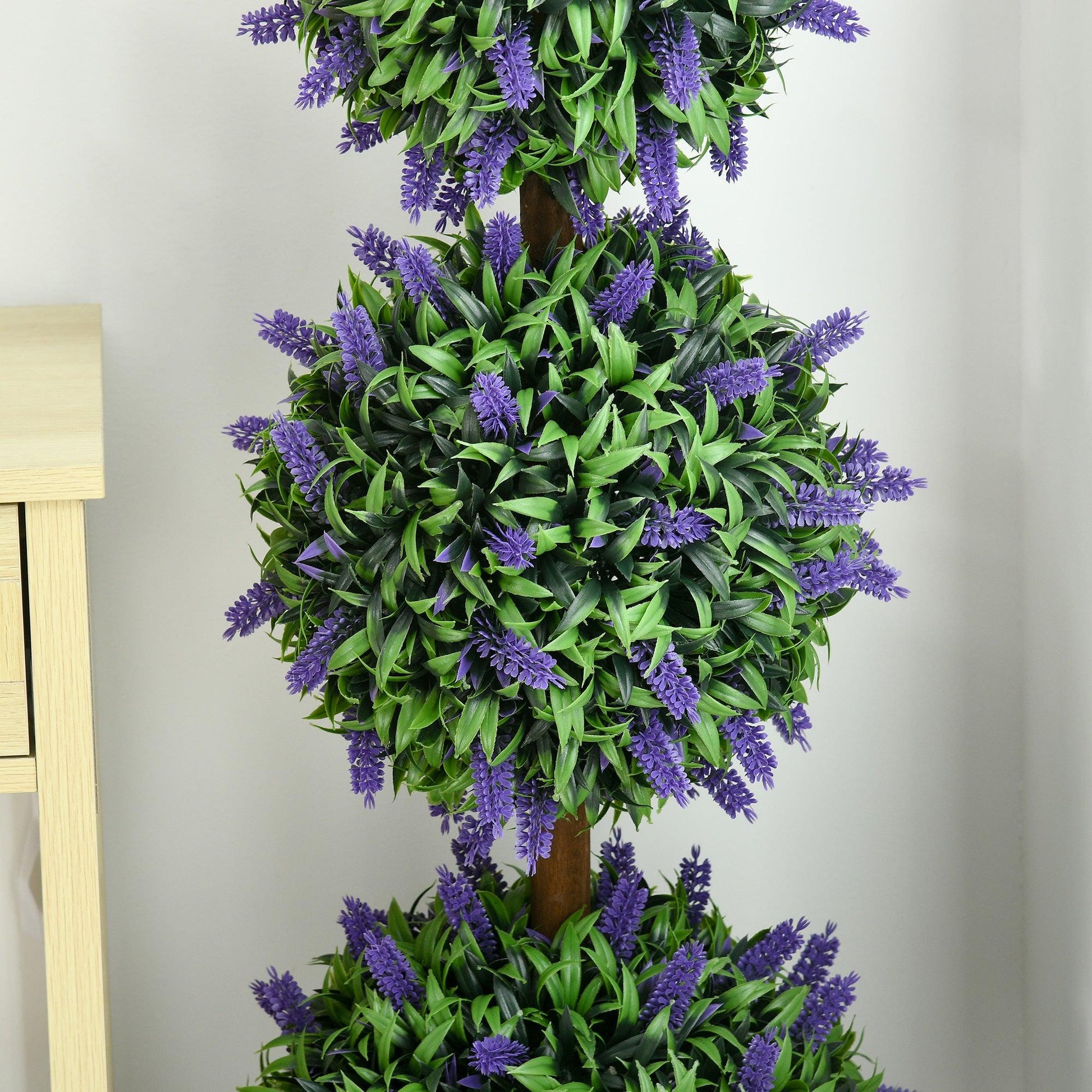 HOMCOM Set of 2 Potted Artificial Plants Ball Tree with Lavender Flowers, 110cm - ALL4U RETAILER LTD