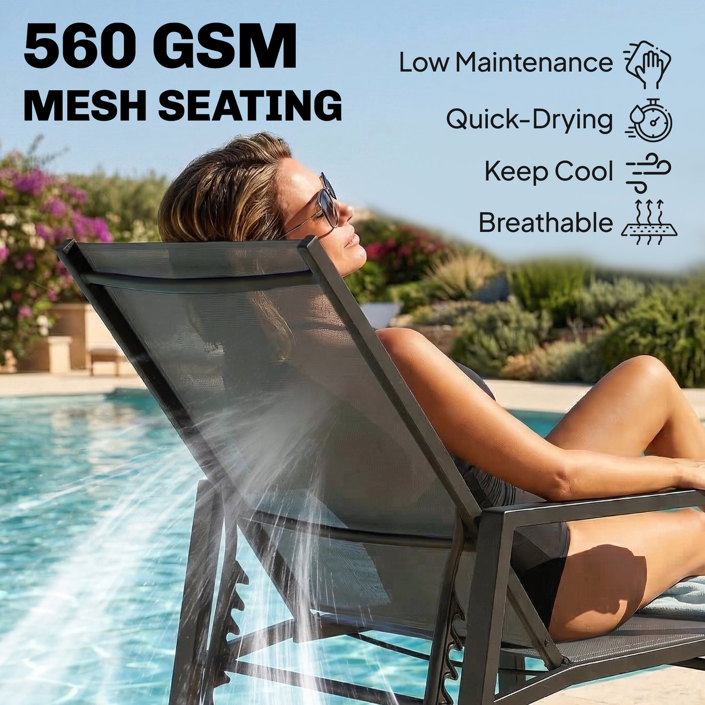 Outsunny Sun Loungers Set Of 2 With Retractable Footrest And 5 Position Adjustable Steel Frame For Beach Patio Grey