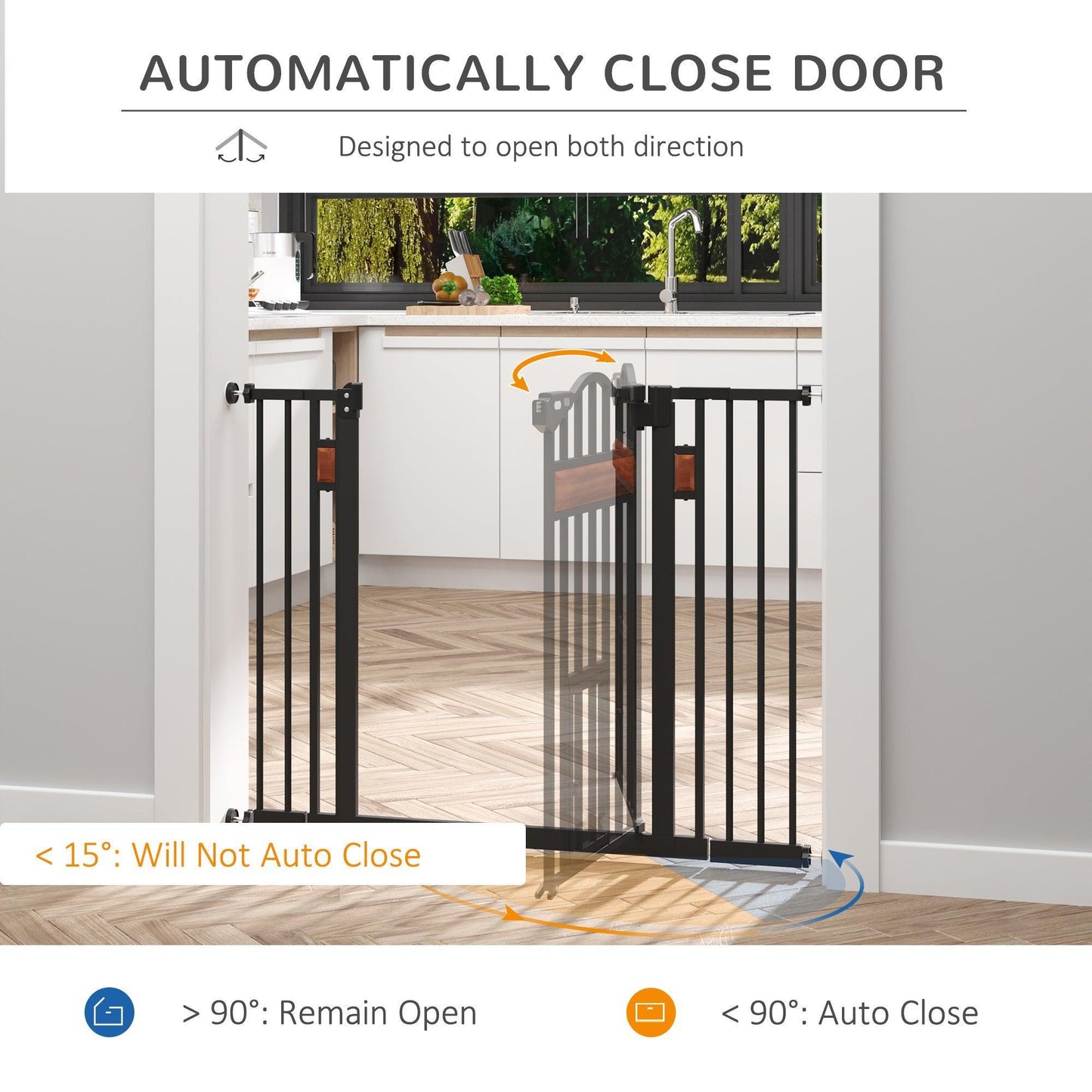 PawHut Pet Gate: Auto Close Wood Decoration for Doorways, 105 cm Wide - ALL4U RETAILER LTD