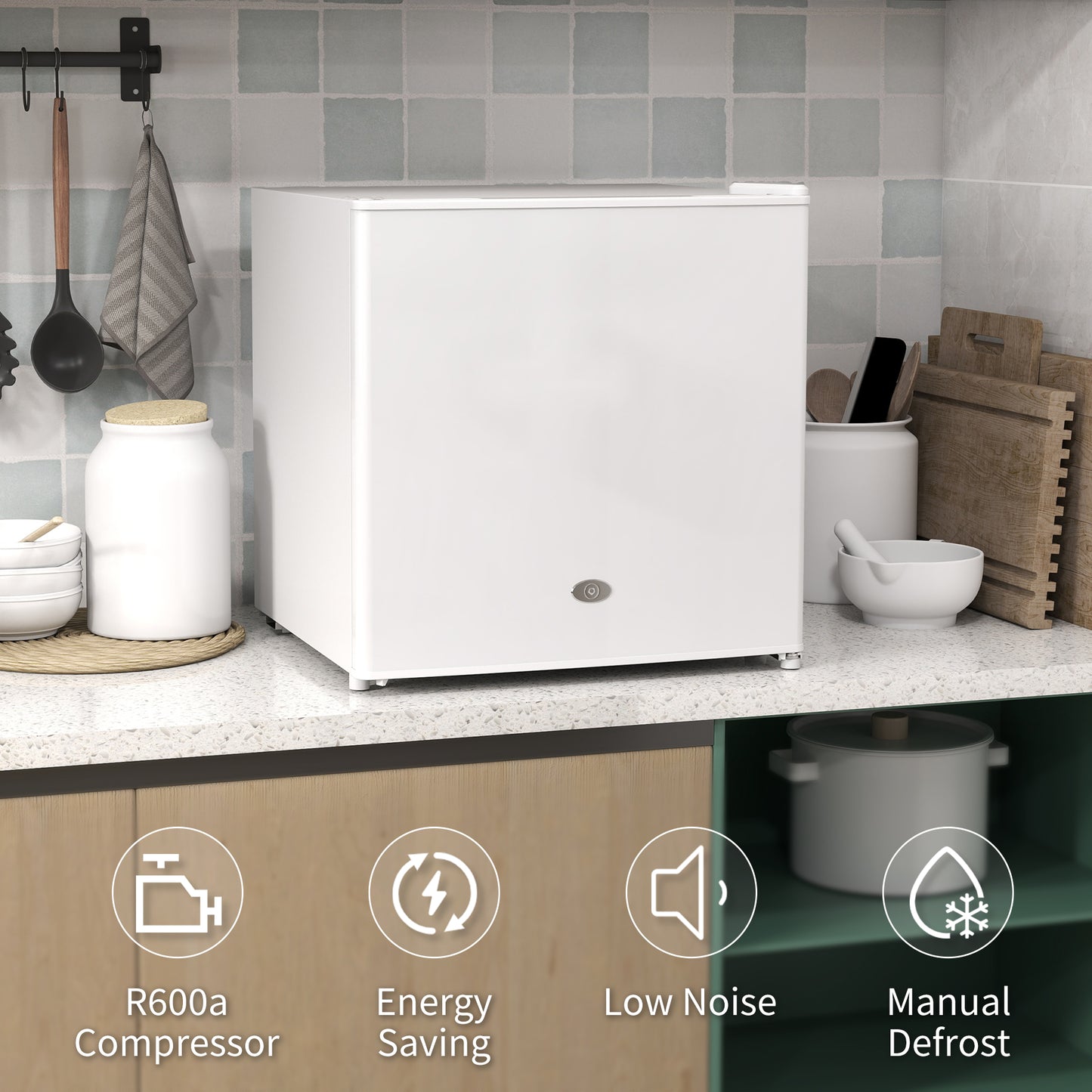 HOMCOM 35L Mini Freezer Countertop White With Temperature Range Minus 24 To Minus 14 Celsius