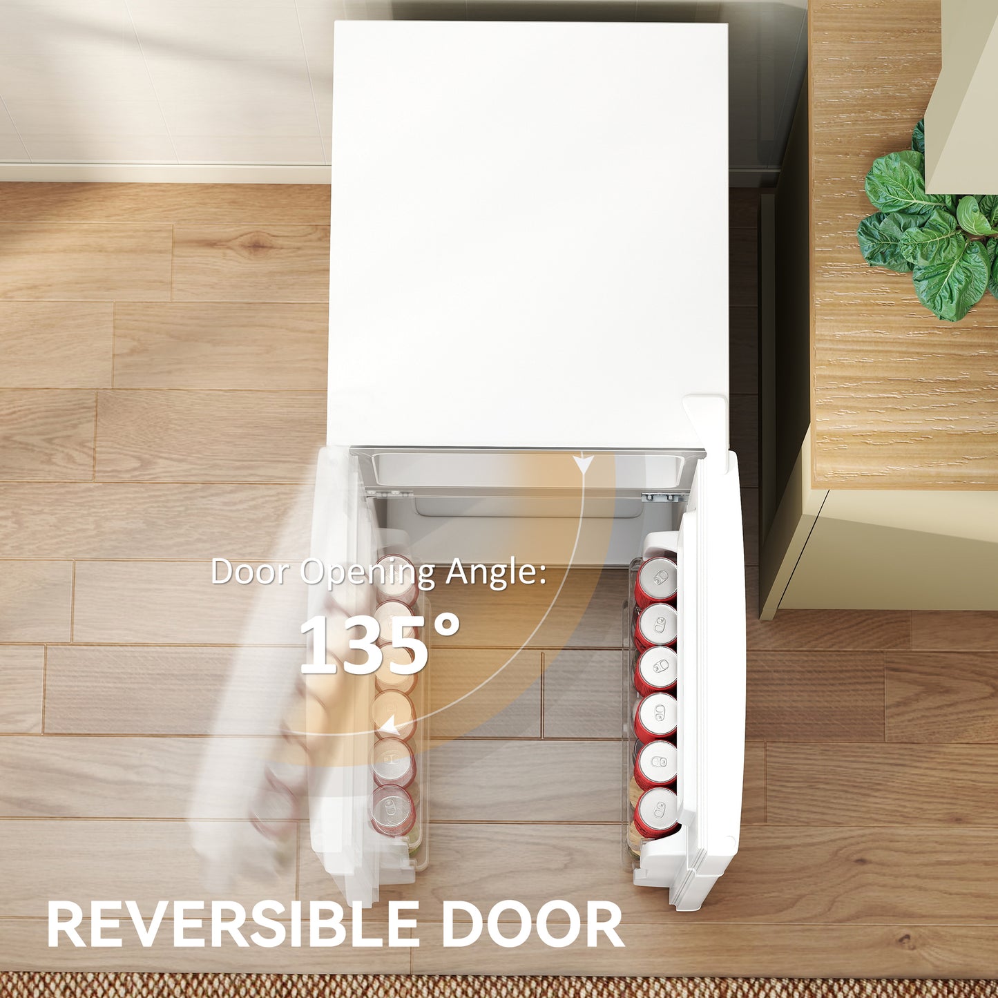 HOMCOM 88L Under Counter Fridge Freezer White With 5 Setting Temperature Control And 3 Star Freezer