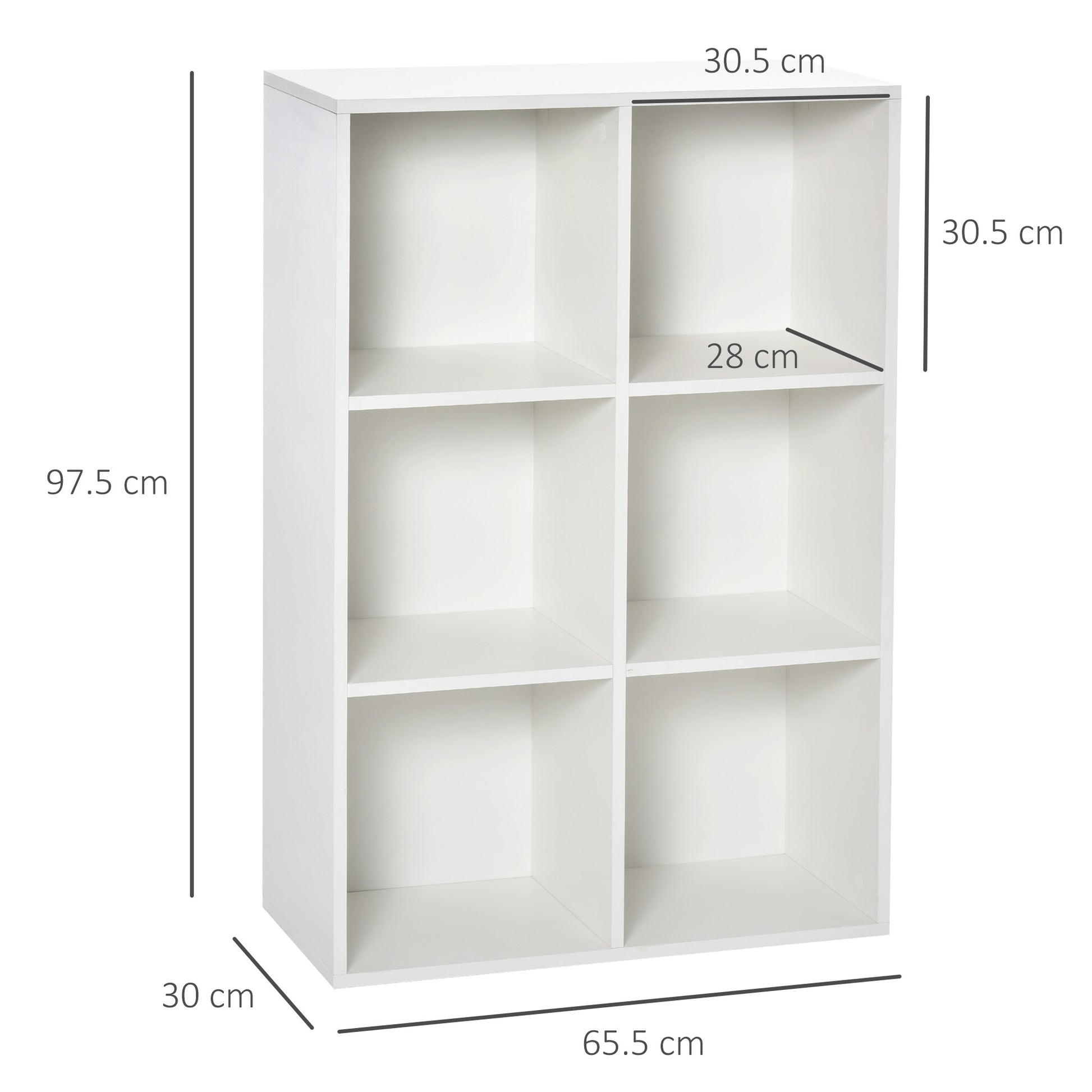 HOMCOM Modern White Six-Cube Storage Bookcase - ALL4U RETAILER LTD