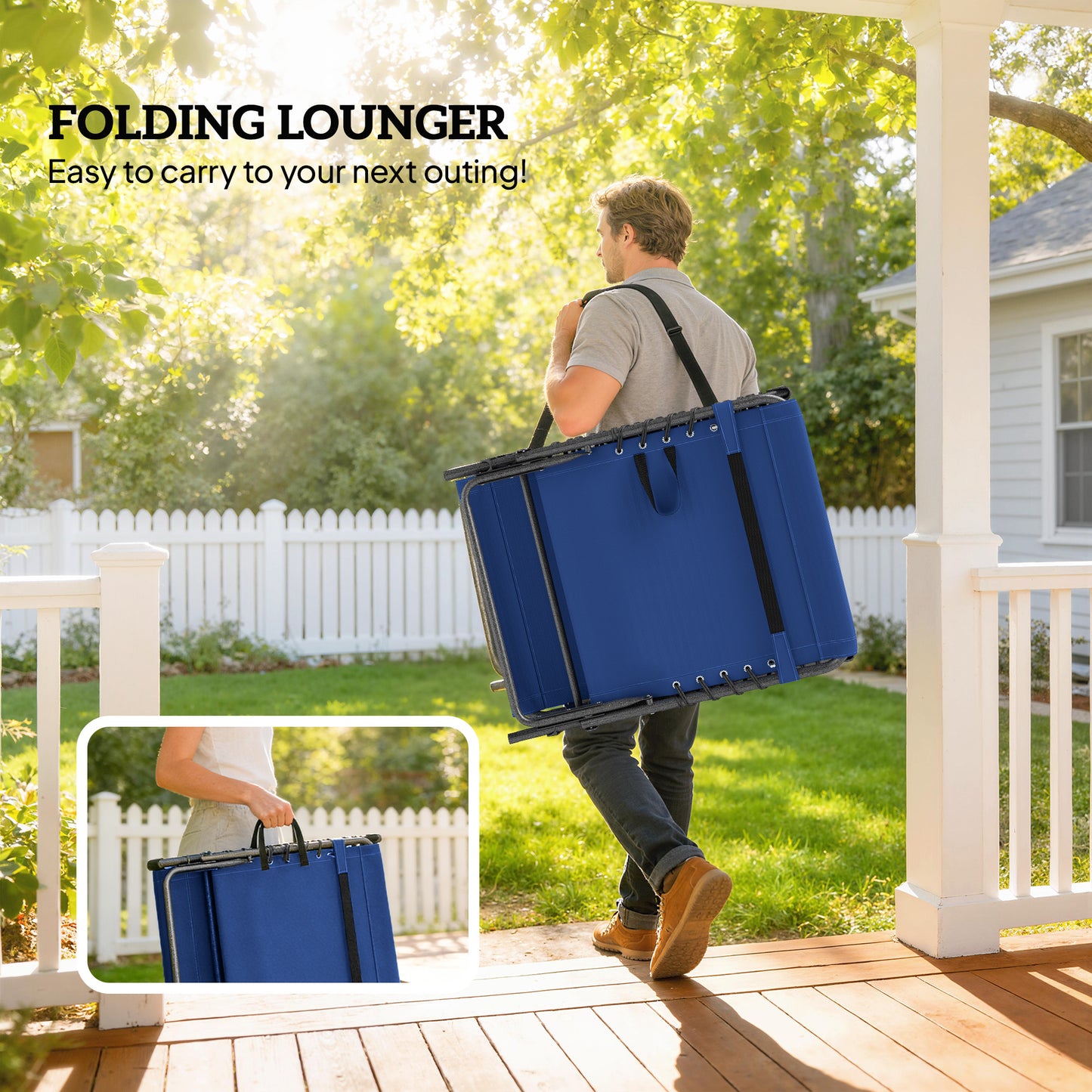 Outsunny Five Position Adjustable Reclining Sun Loungers Set Of 2 In Dark Blue With Steel Frames
