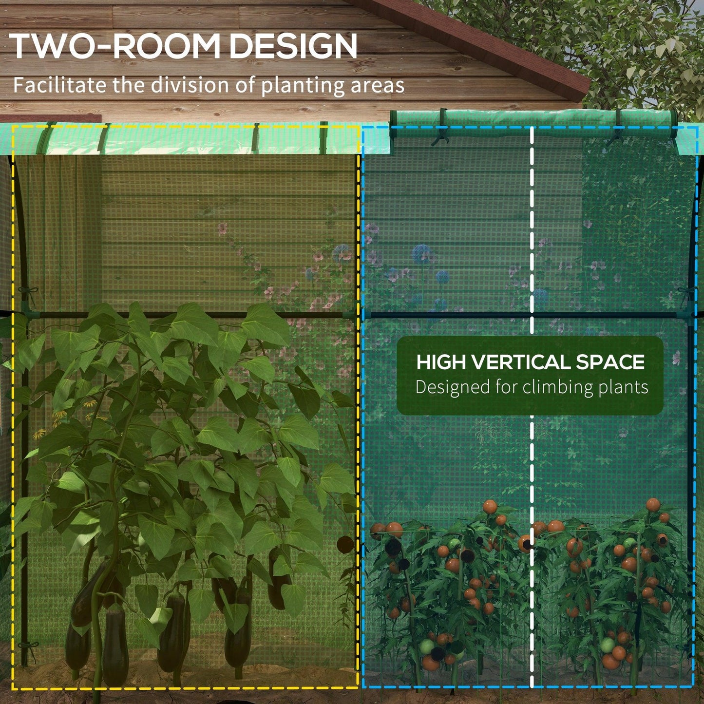 Outsunny Tomato Greenhouse, Garden Growhouse with 2 Roll-up Doors and 4 Mesh Windows, Portable Indoor Outdoor Green House, 185 x 94 x 150cm, Green - ALL4U RETAILER LTD