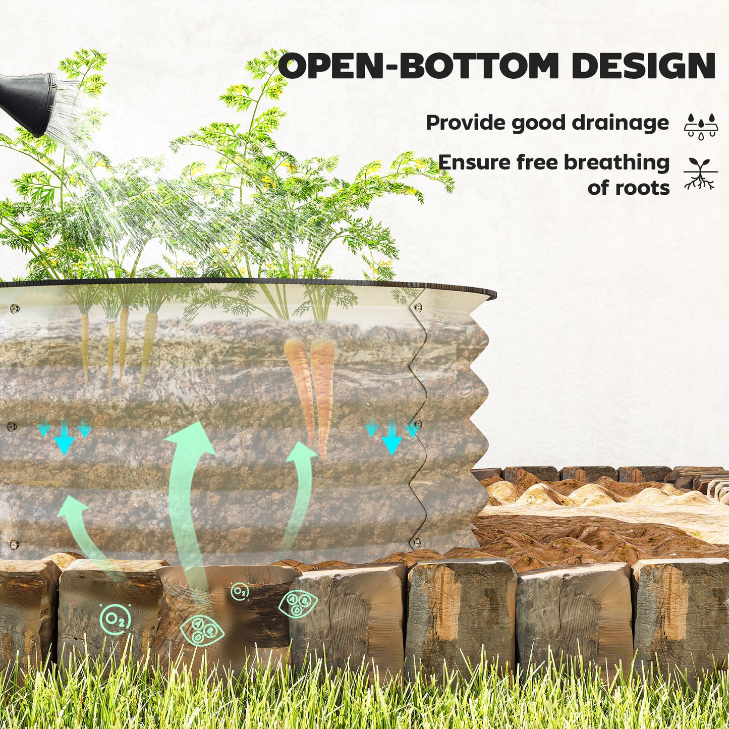 Outsunny Set Of 2 Raised Garden Beds Metal Planter Boxes With Safety Edging Easy Assembly Stock Tank Cream White