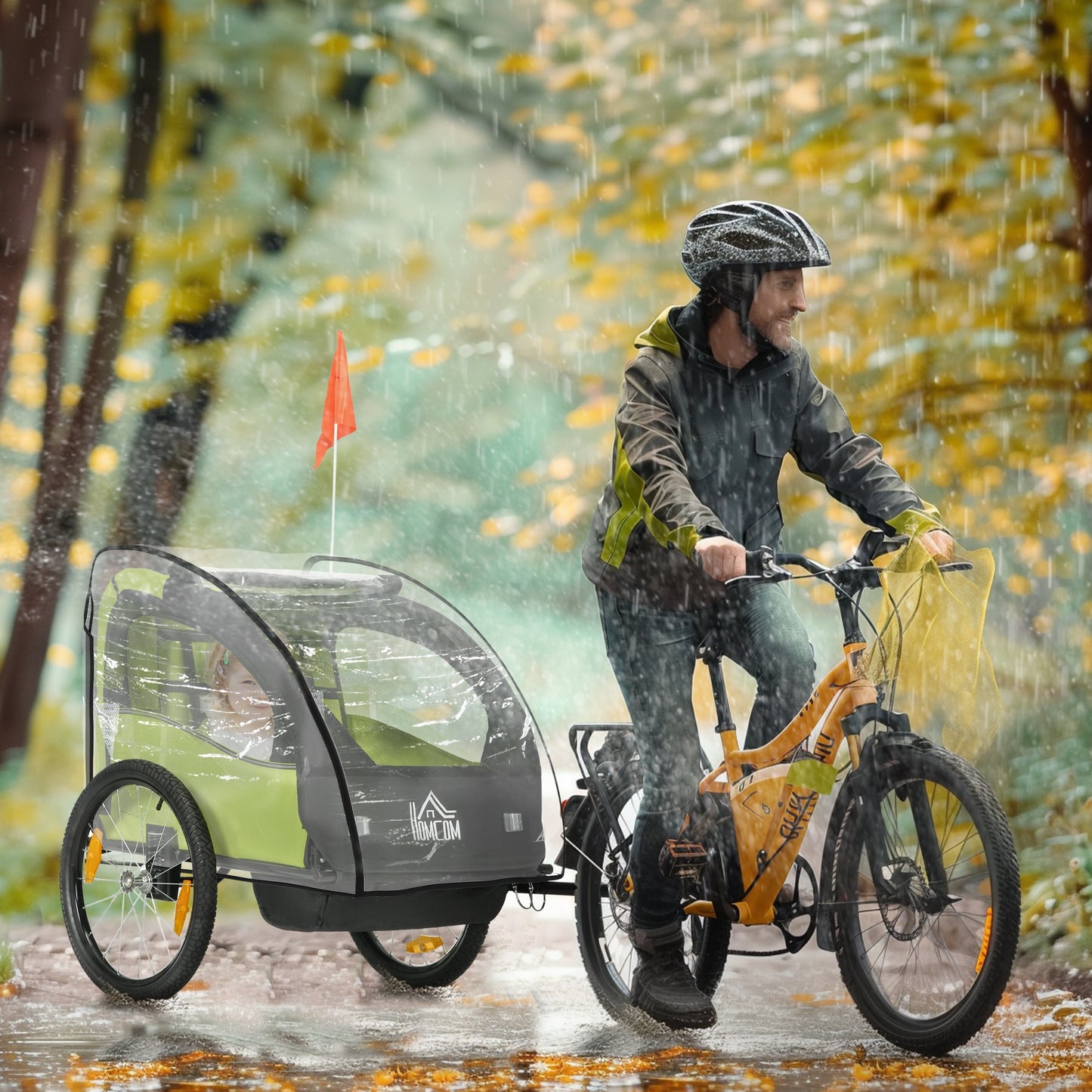 HOMCOM Baby Bike Trailer Cover Waterproof Universal Rain Shield for All Weather Protection 76x61x61 cm