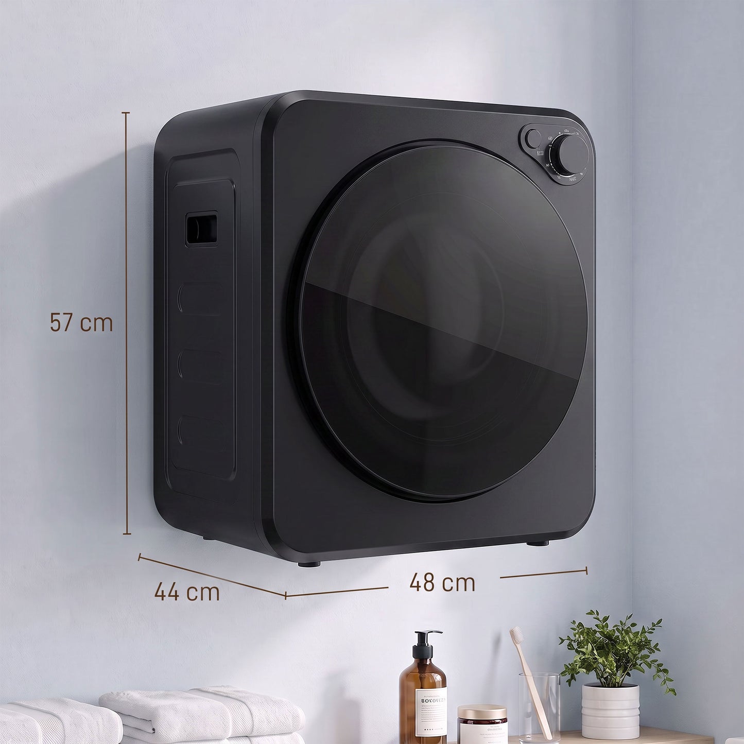 Homcom 4kg Compact Front Load Clothes Dryer With Two Power Modes Black