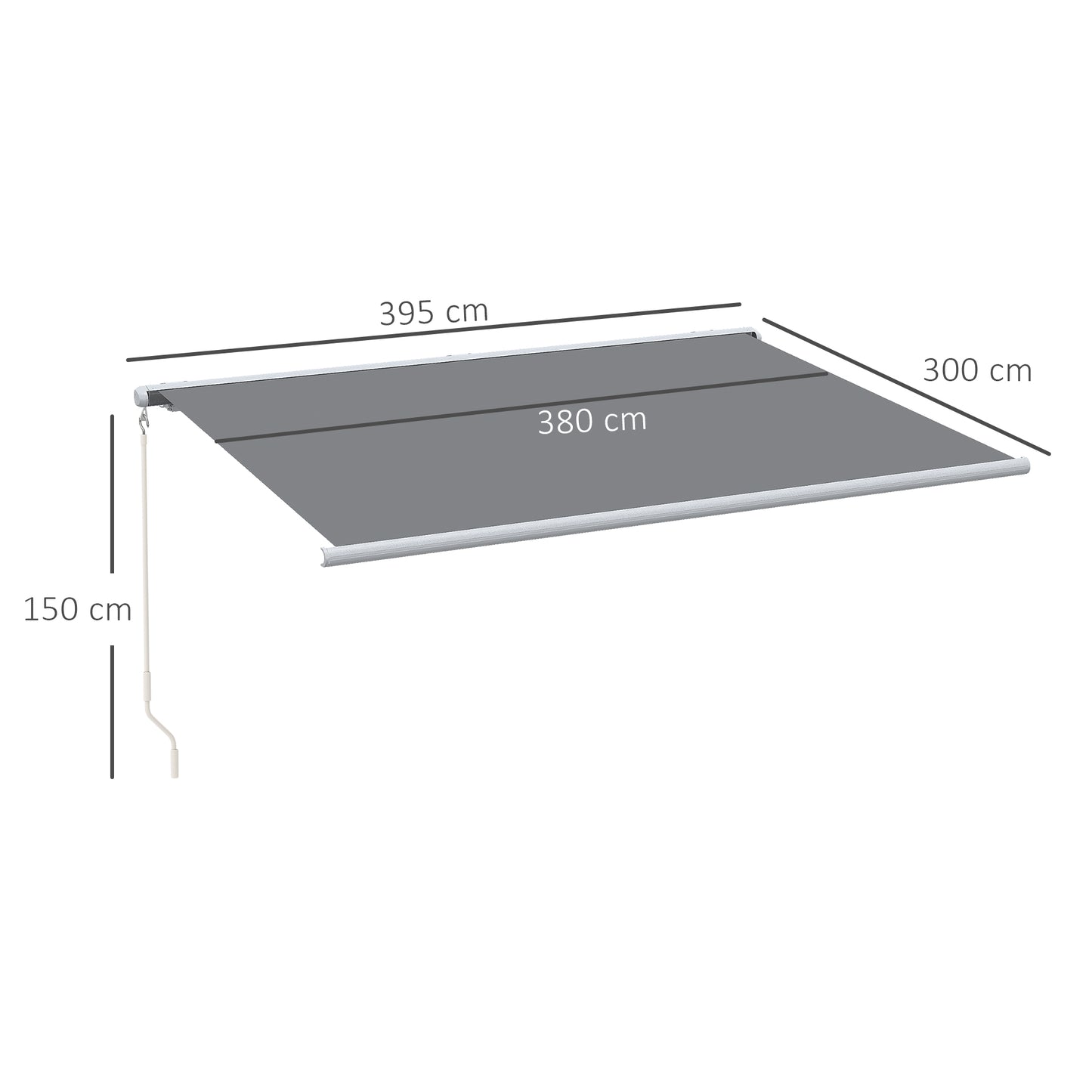 Outsunny 4x3m Full Cassette Electric And Manual Retractable Awning With Remote Controller For Patio Doors Grey