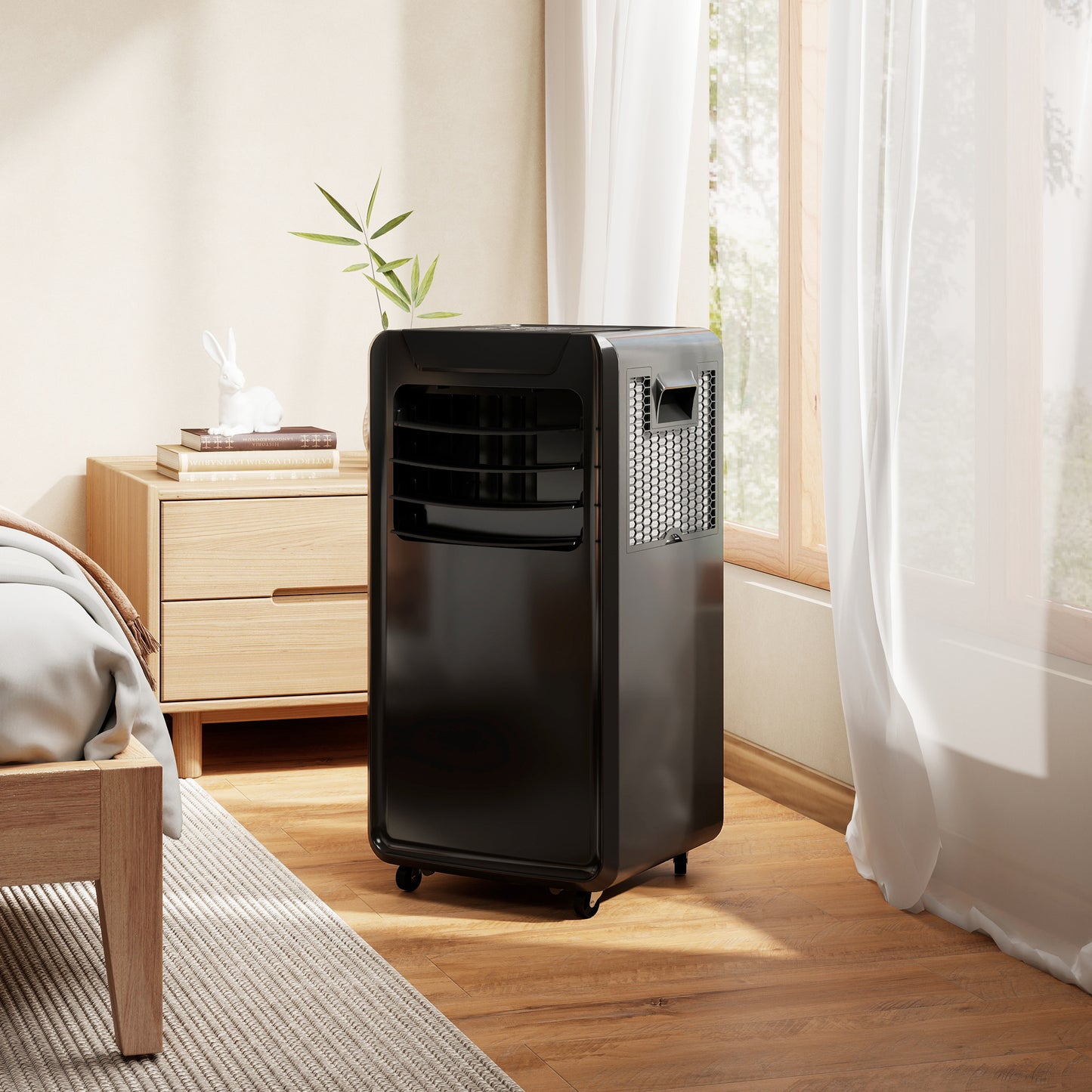 Homcom 10000 BTU 4-In-1 Portable Air Conditioner With Remote Control LED Display 2 Speeds Black