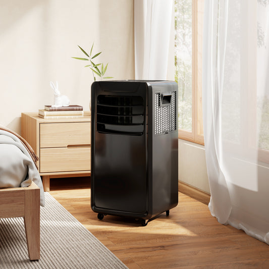 Homcom 10000 BTU 4-In-1 Portable Air Conditioner With Remote Control LED Display 2 Speeds Black