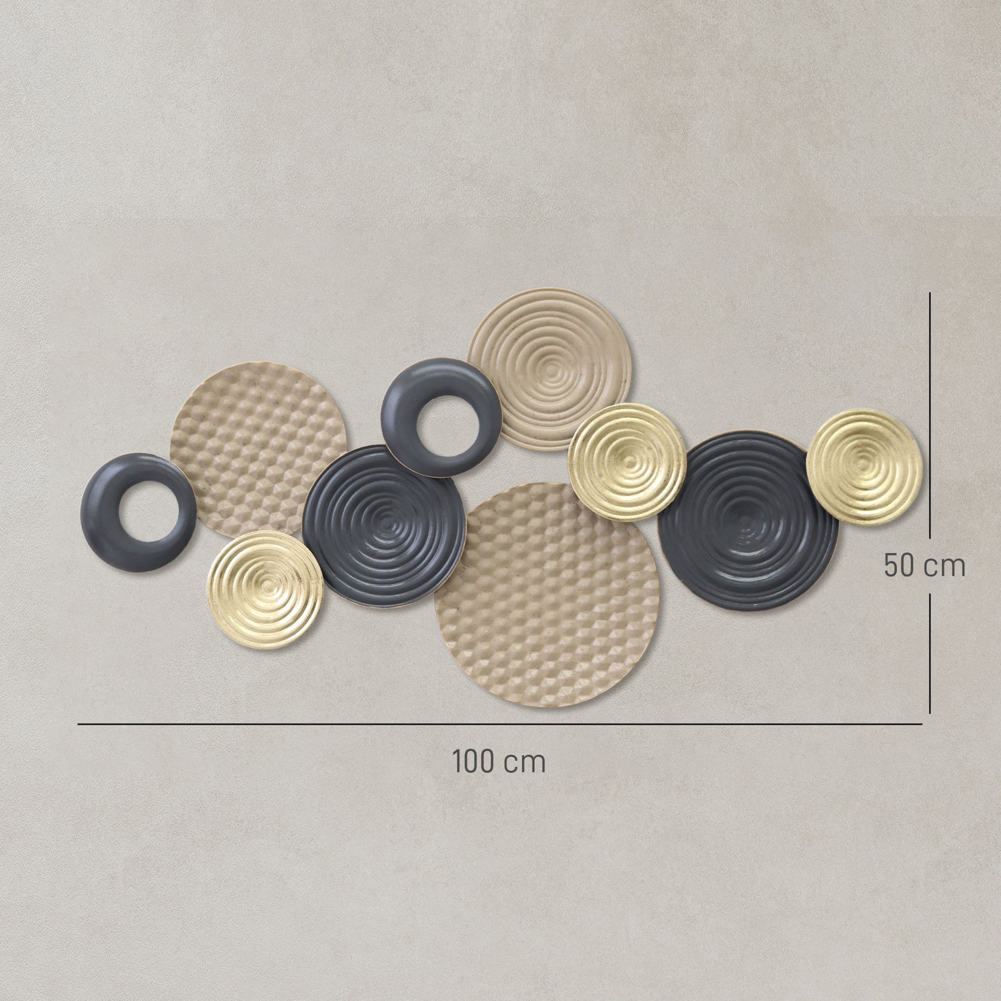 HOMCOM Metal Wall Art Modern Hanging Wall Decor With Multi Disc Design For Living Room Bedroom Dining Room