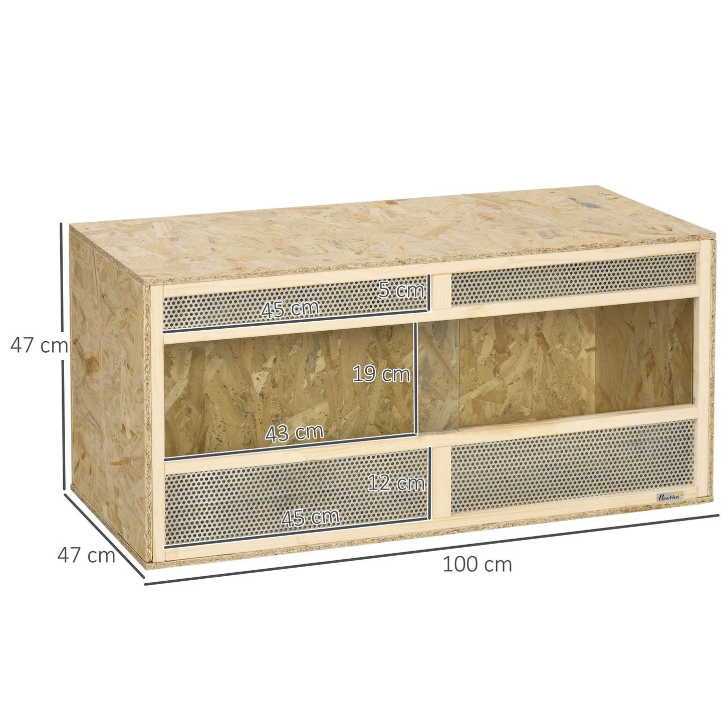 PawHut Deluxe Reptile Habitat with Sliding Glass Doors and Ventilated Mesh for Lizards and Frogs - ALL4U RETAILER LTD