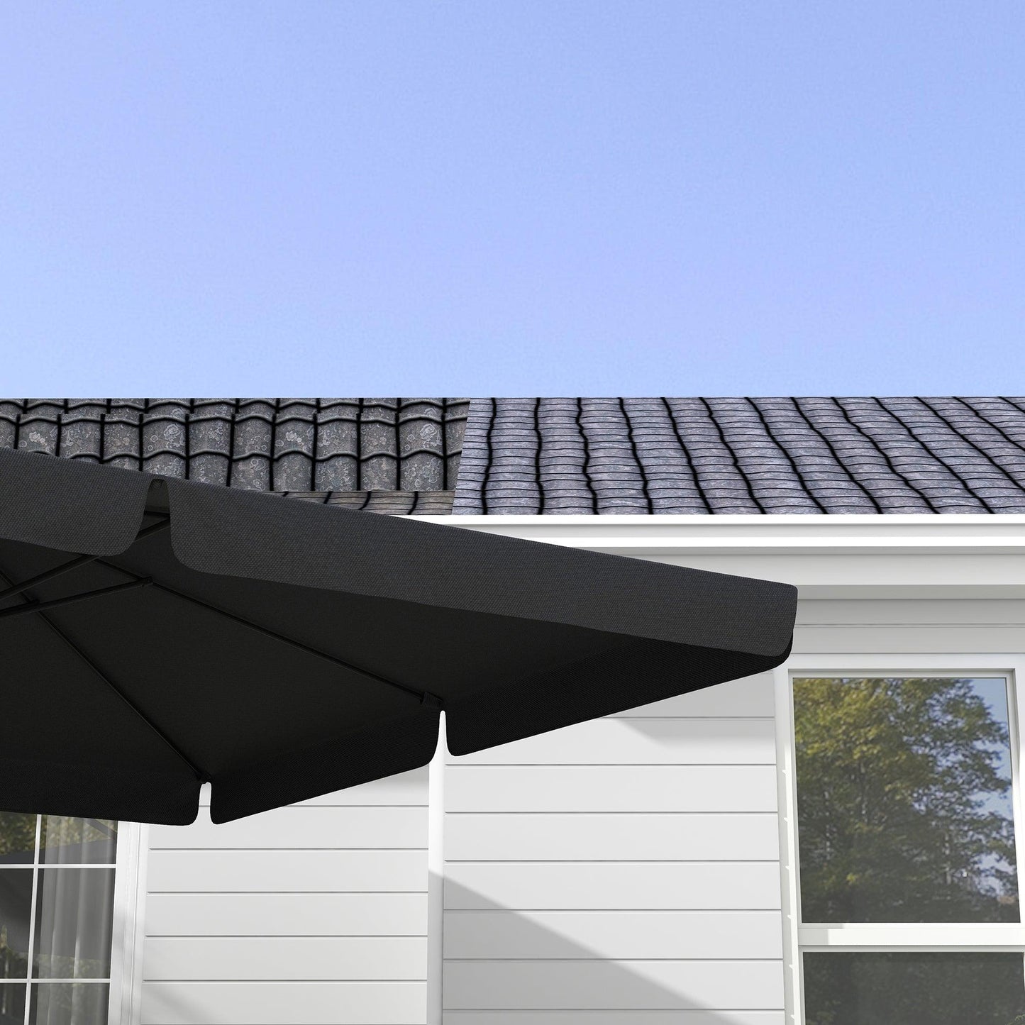 Outsunny 3(m) Cantilever Roma Parasol, Hanging Garden Parasol, Aluminium Square Patio Umbrella with Crank Handle and Tilt, Outdoor Patio Sun Shade with Vented Top, 8 Ribs, Cross Base, Grey - ALL4U RETAILER LTD