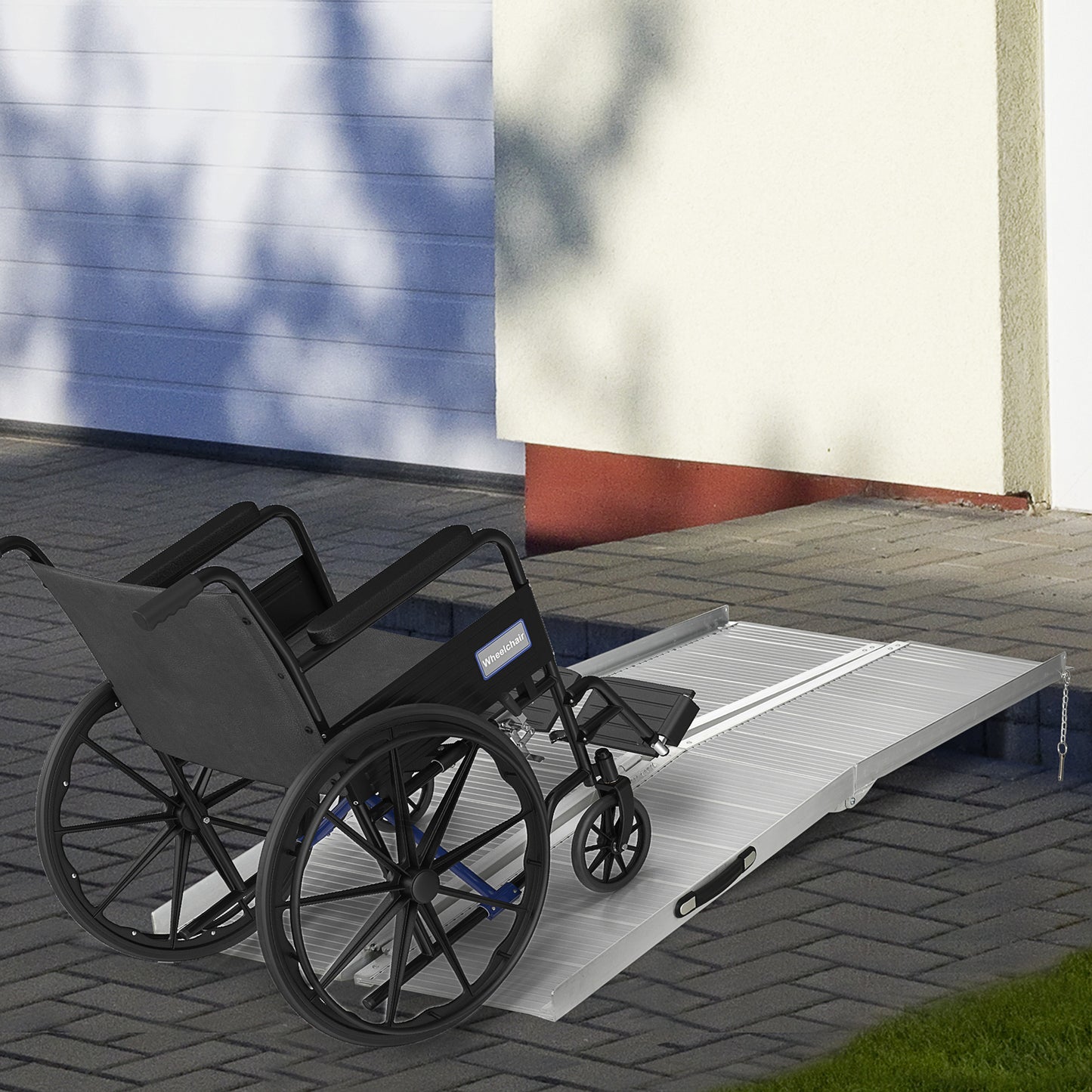 HOMCOM Portable Aluminum Wheelchair Ramp with Textured Surface, 183x72 cm, Ideal for Scooters and Steps, Silver - ALL4U RETAILER LTD